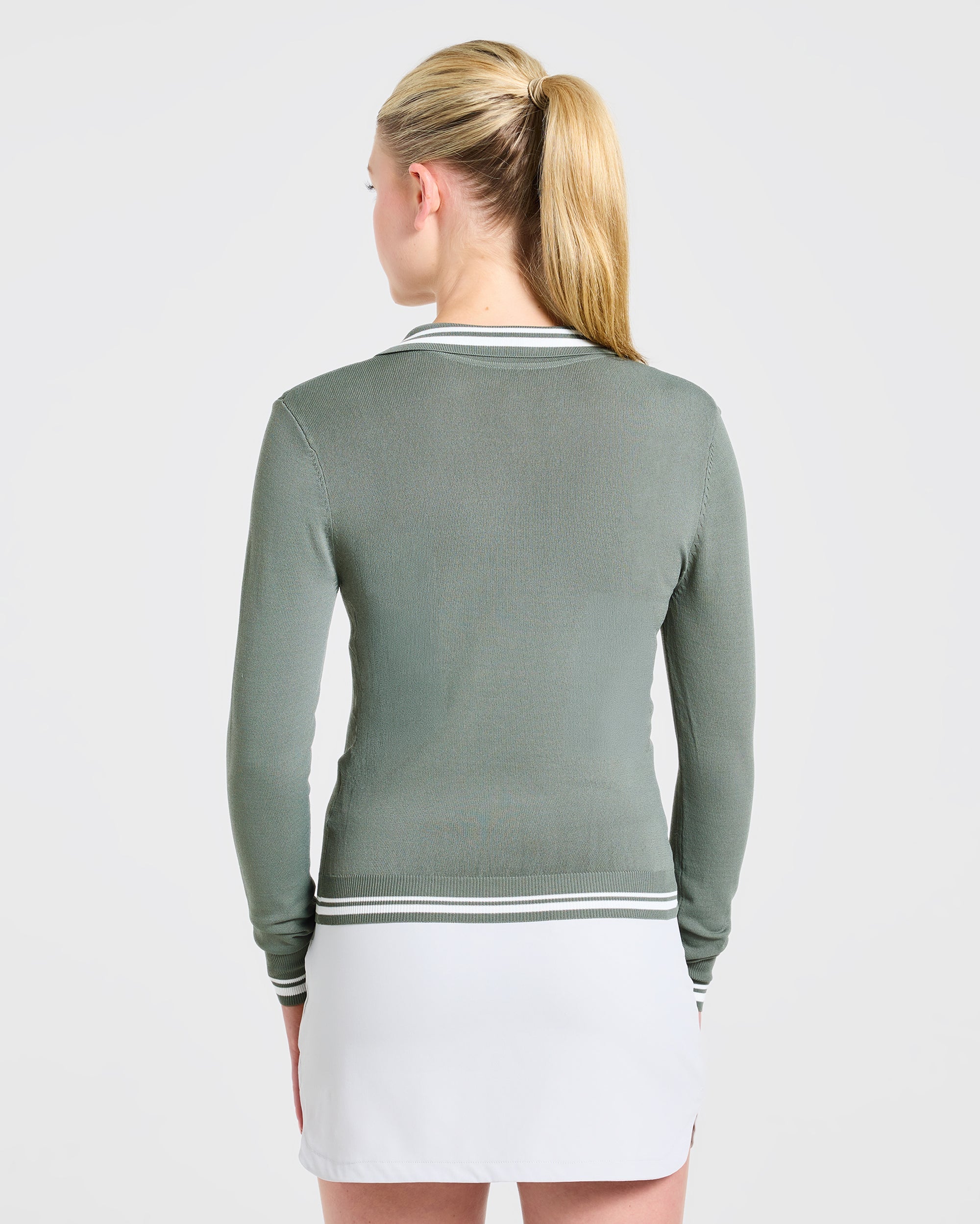 Classic Knitted Long Sleeve Polo - Hillside Vert