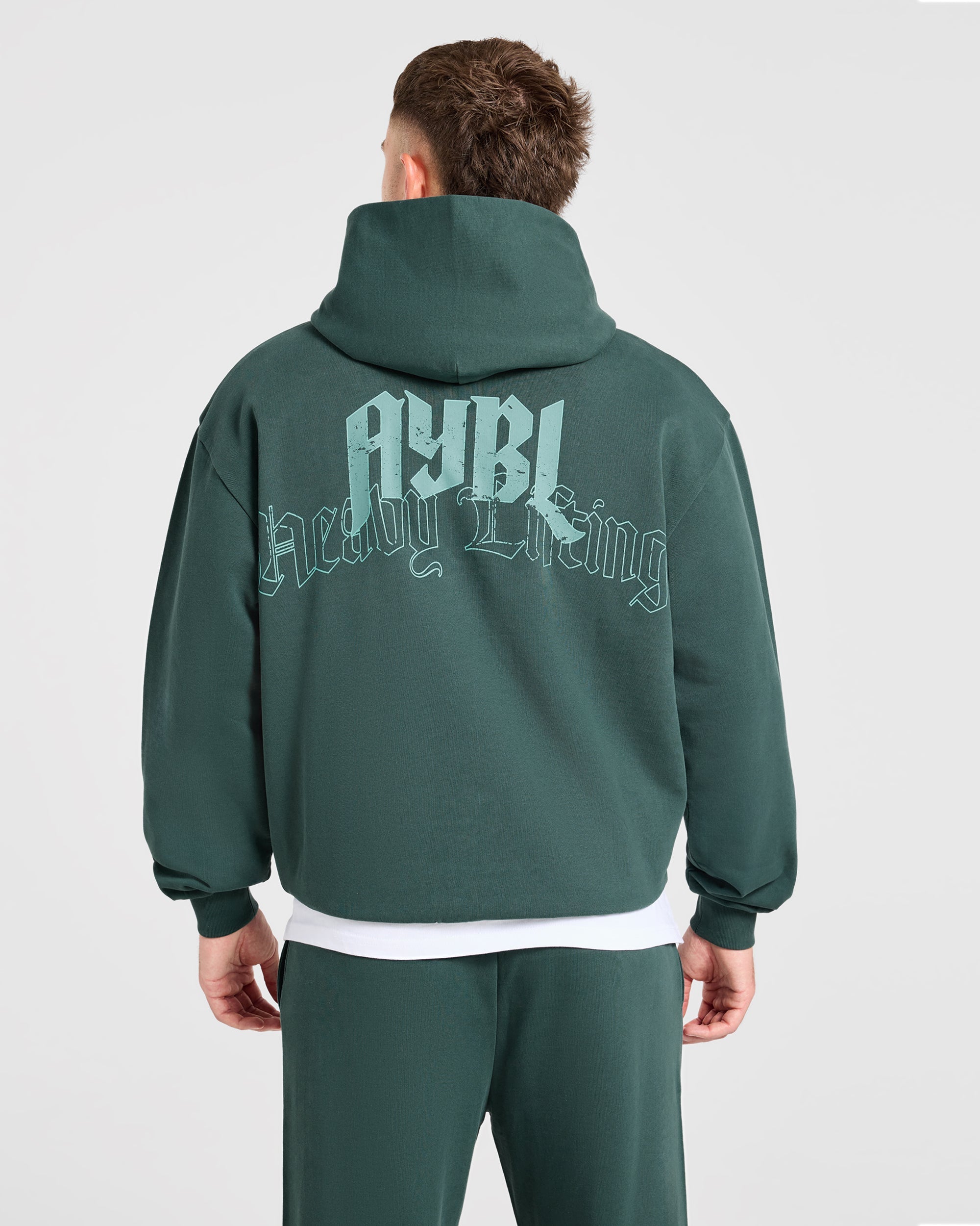 Heavy Lifting Gothic Oversized Hoodie - Midnight Teal