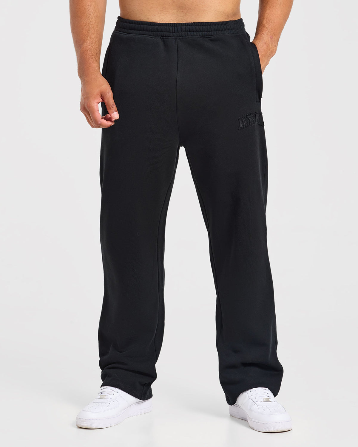 Effortless Oversized Straight Leg Joggers - Noir