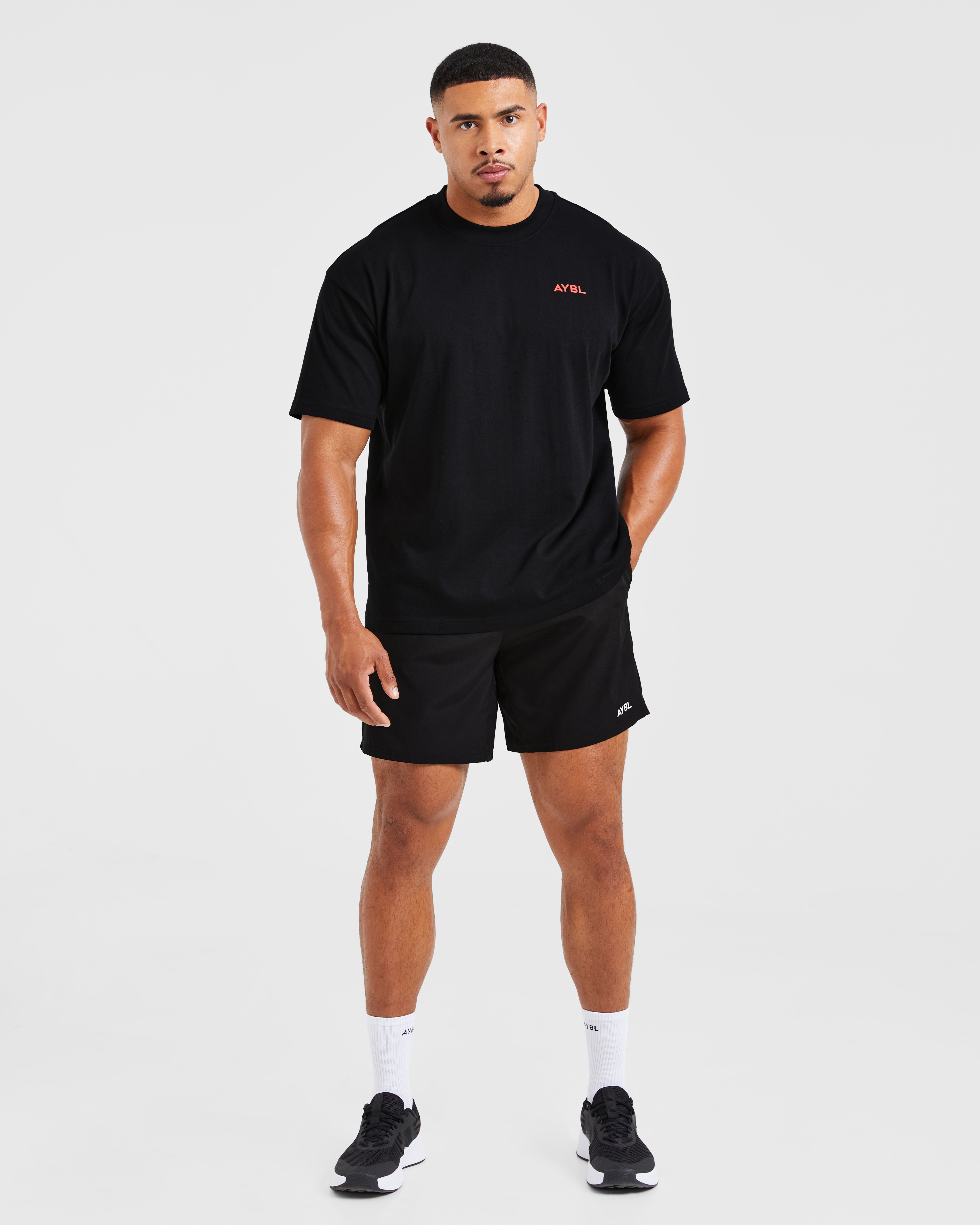 Essential Oversized T Shirt - Noir/Rouge