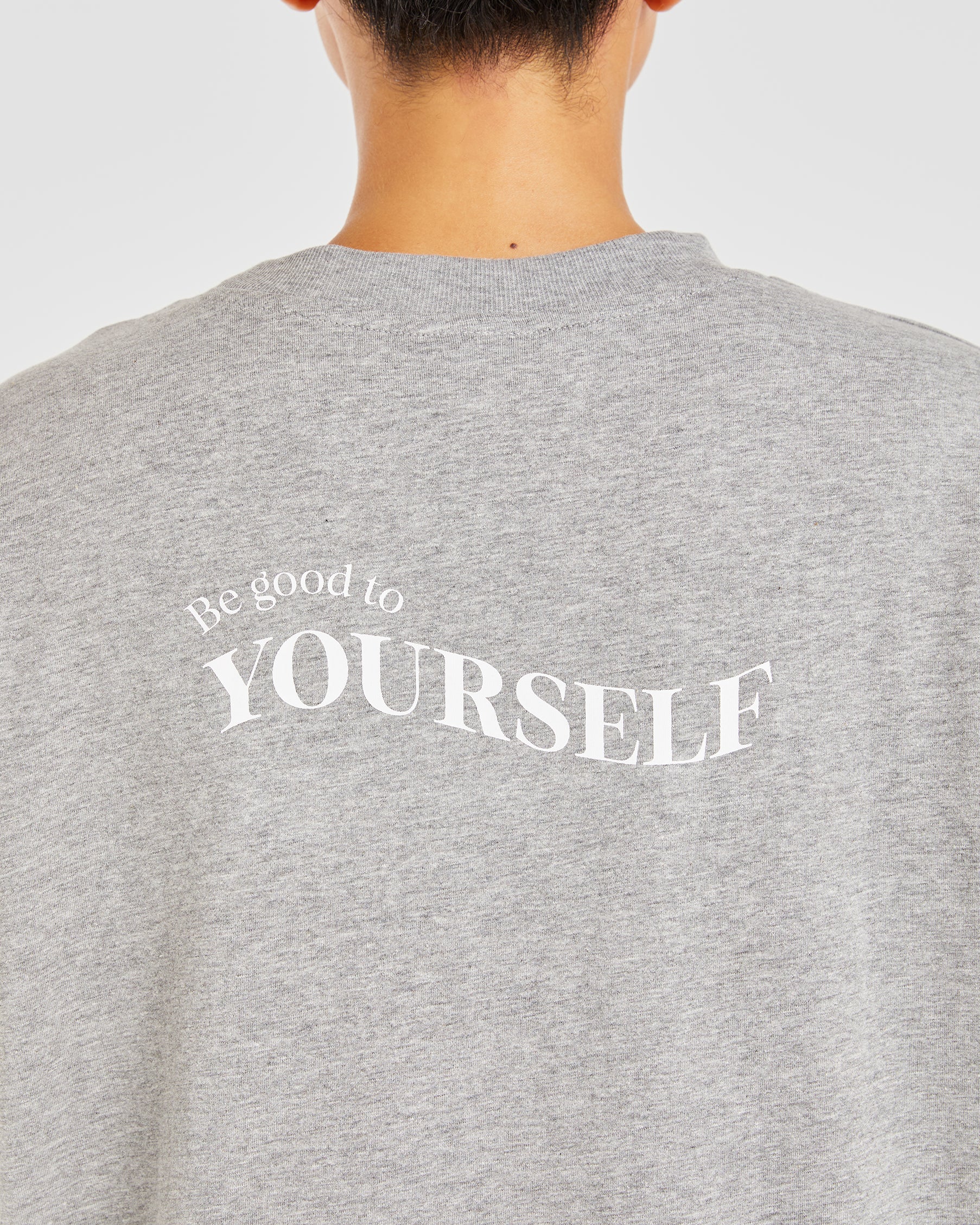 Be Good To Yourself Oversized T Shirt - Heather Gris/Blanc