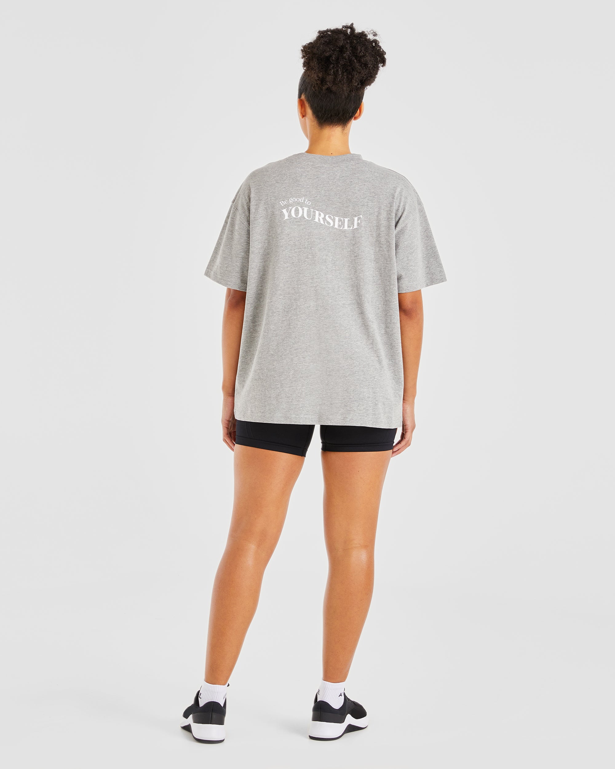 Be Good To Yourself Oversized T Shirt - Heather Gris/Blanc