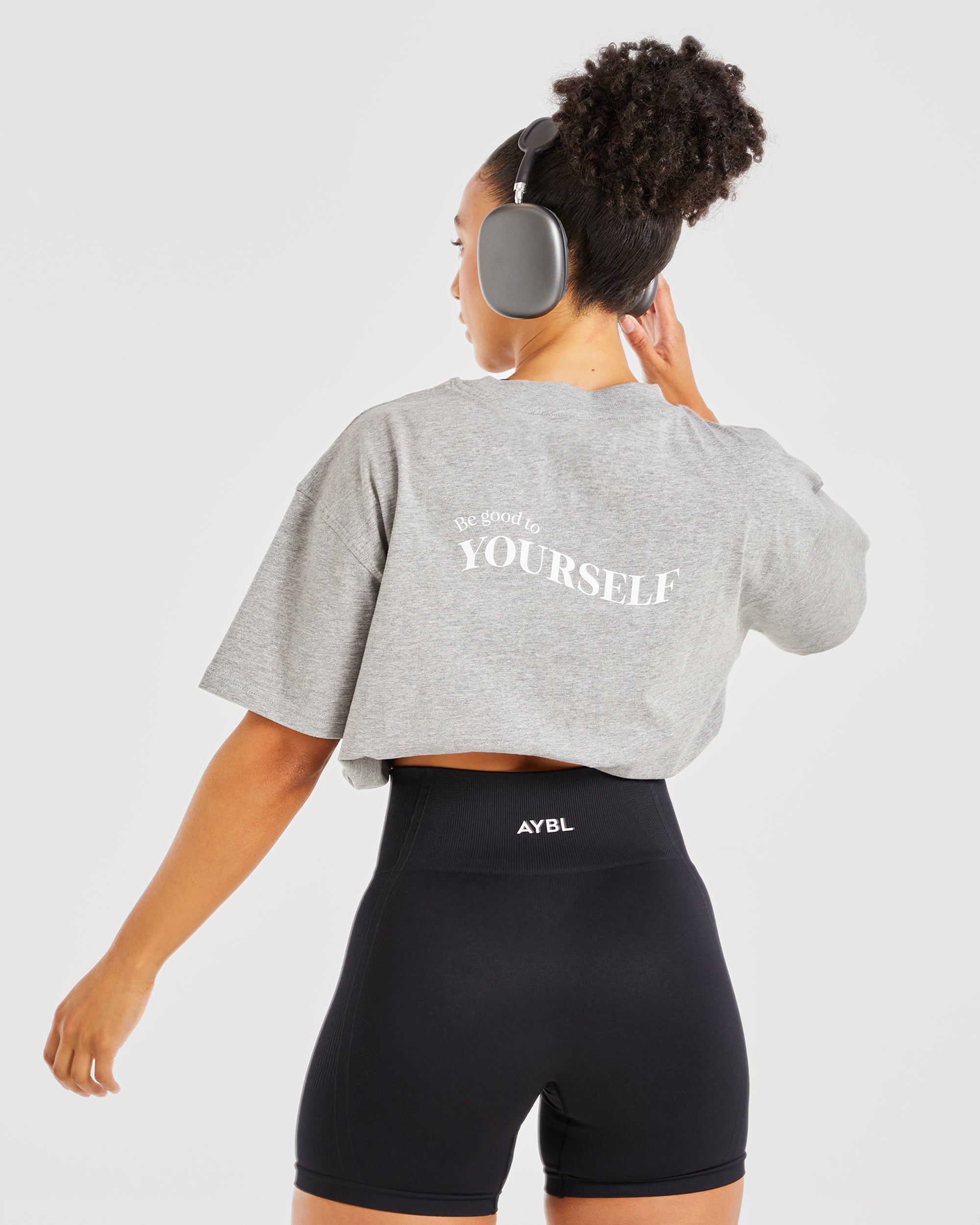 Be Good To Yourself Oversized T Shirt - Heather Gris/Blanc