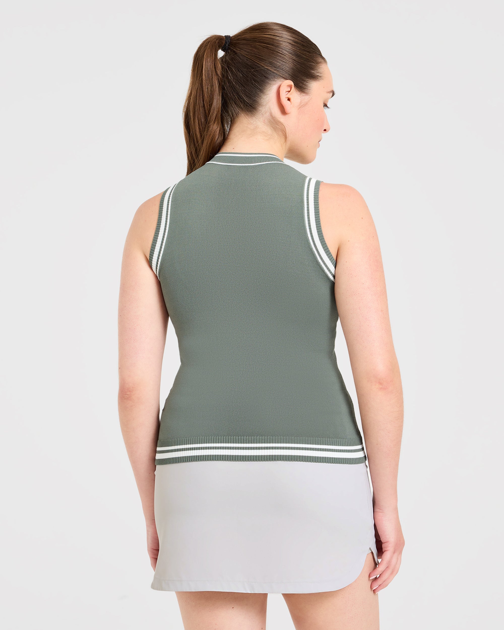 Classic Knitted High Neck Vest - Hillside Vert