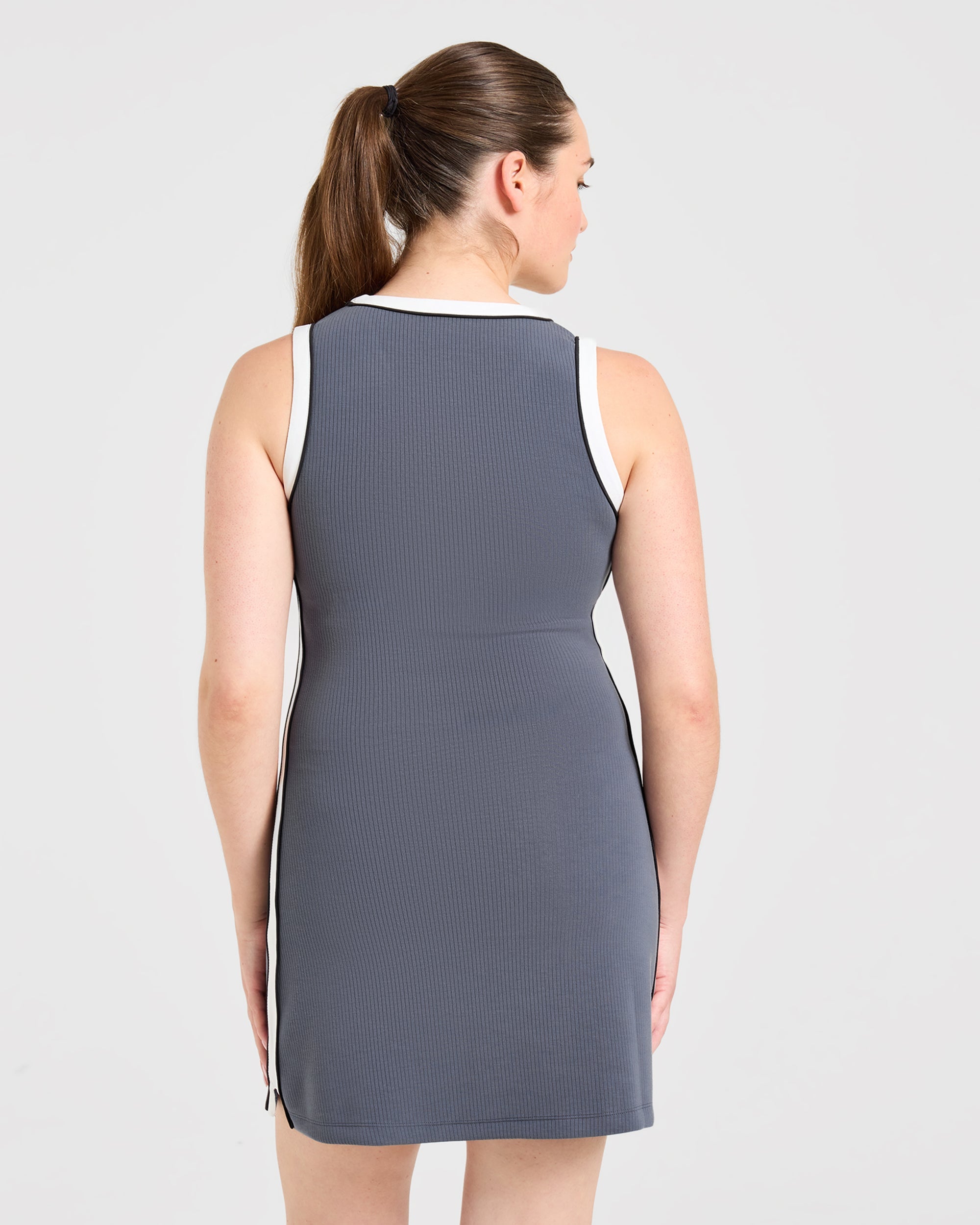 Signature V Neck Dress - Steel Bleu