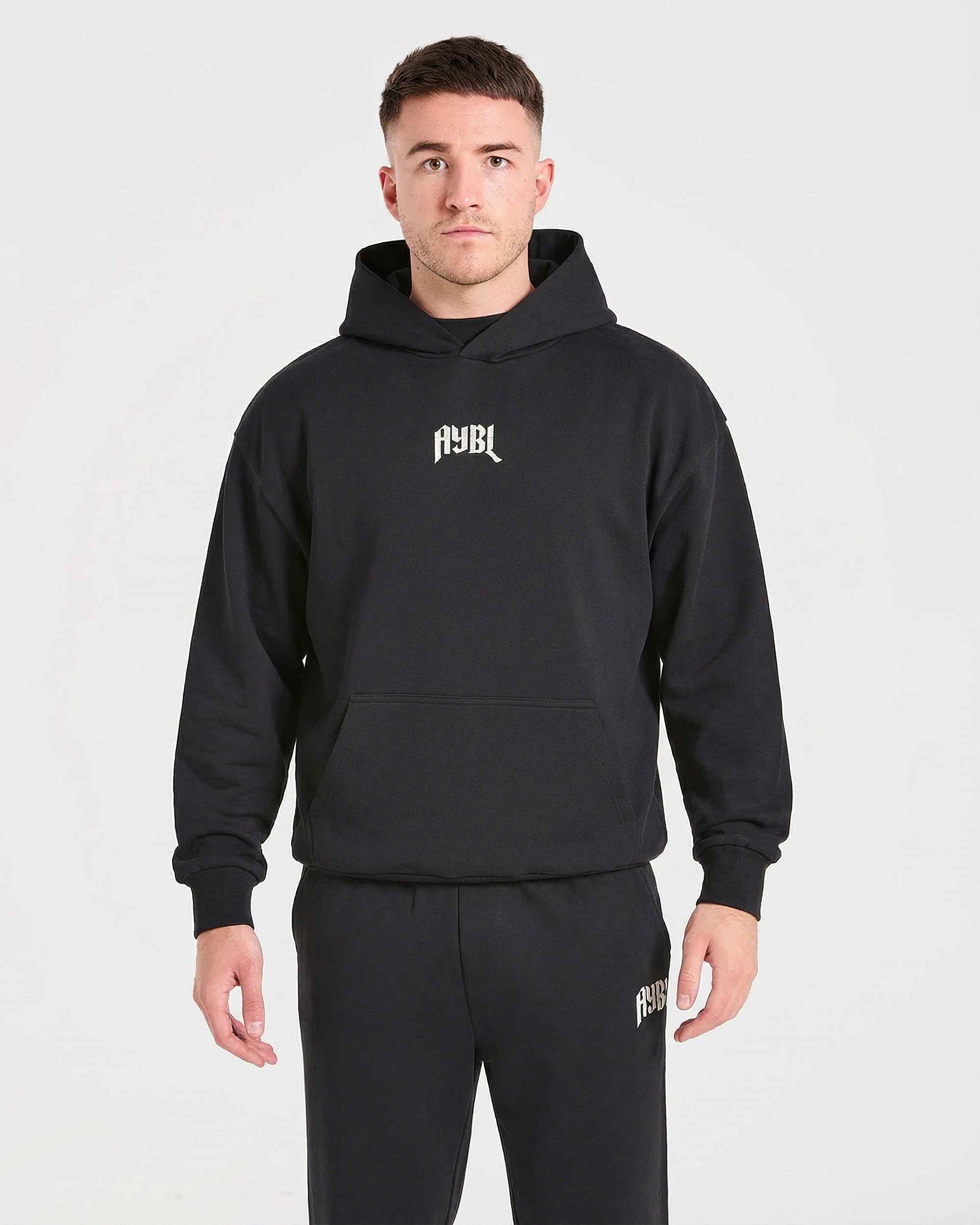 Heavy Lifting Gothic Oversized Hoodie - Noir/Off Blanc