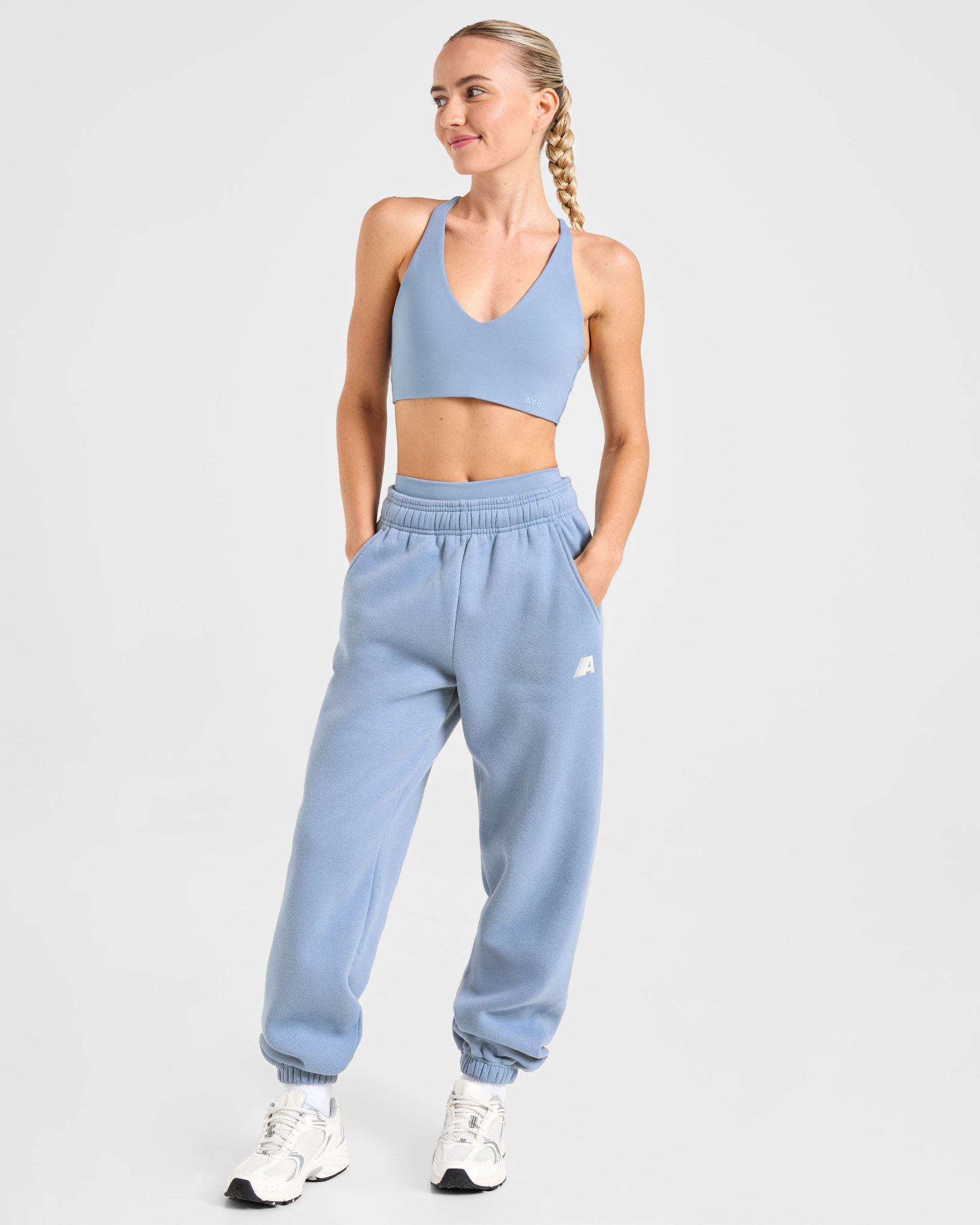 Retro Athletics Oversized Joggers - Vintage Bleu