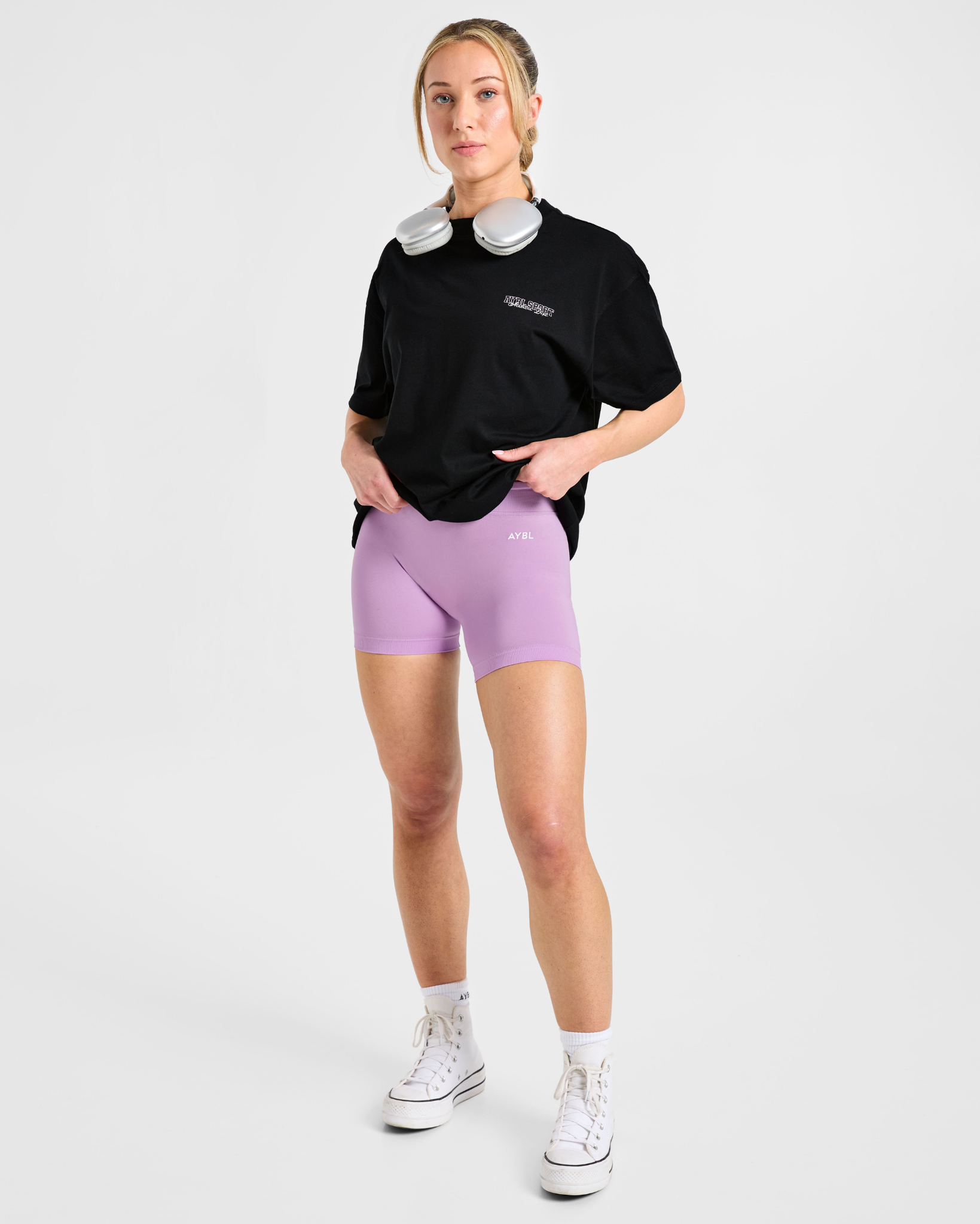 Varsity Dept Oversized T Shirt - Noir/Lilac