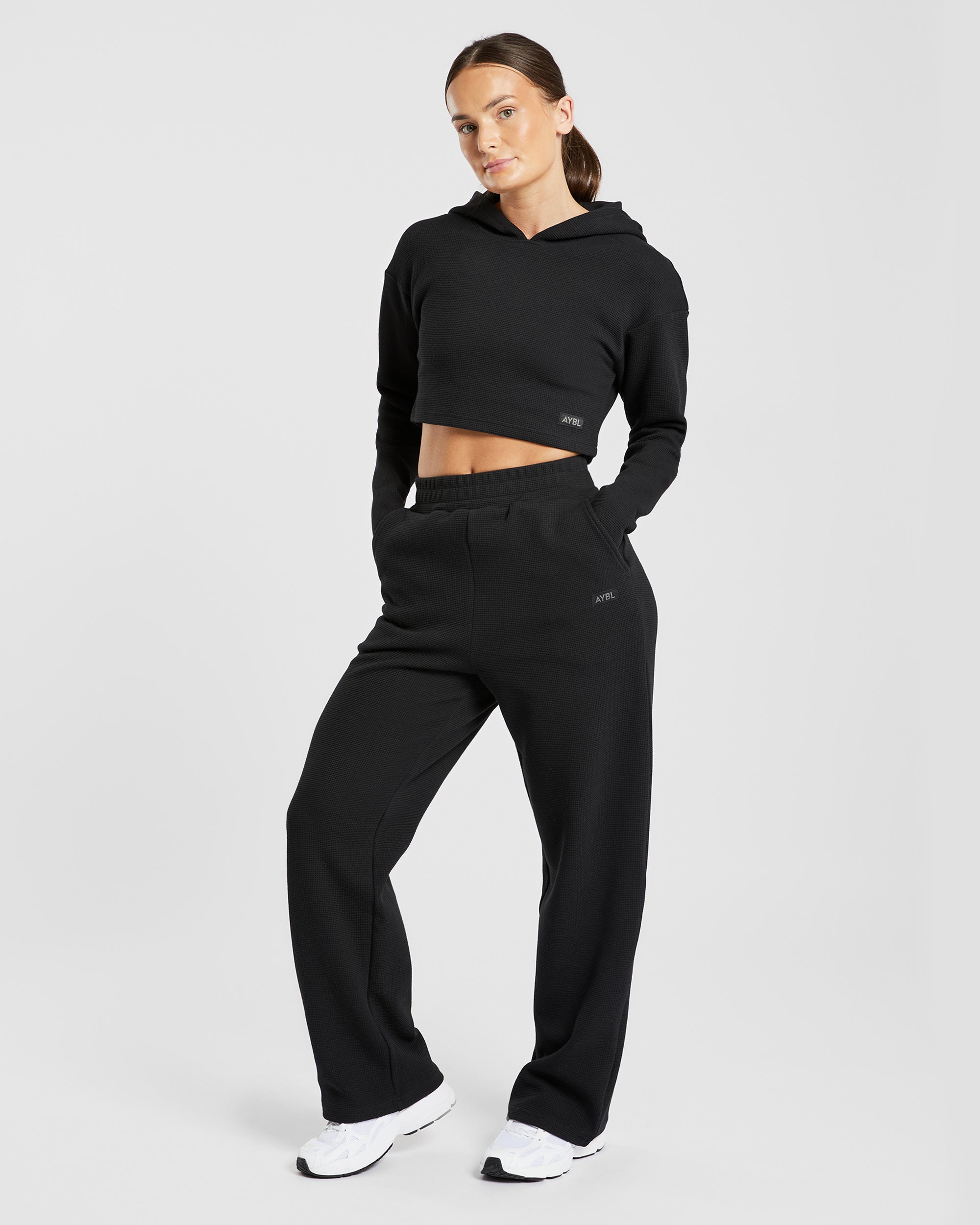 Waffle Straight Leg Joggers - Noir