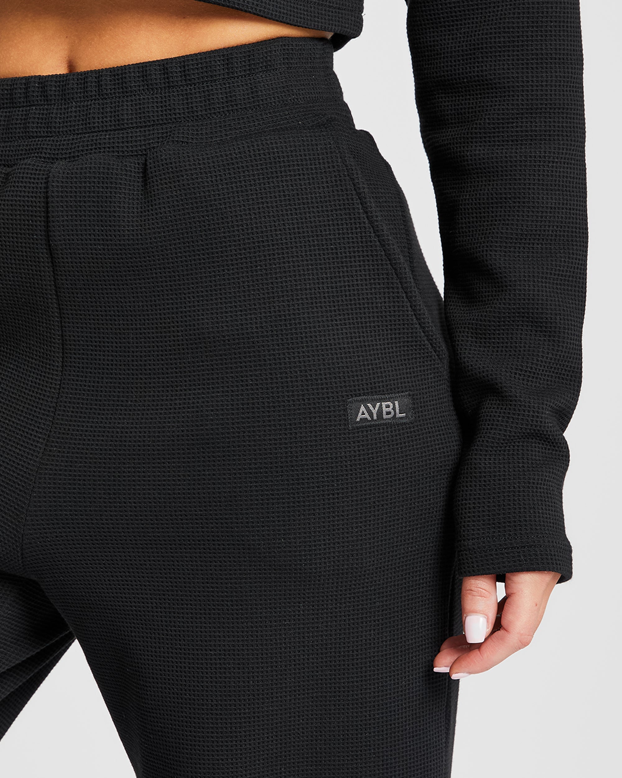 Waffle Straight Leg Joggers - Noir