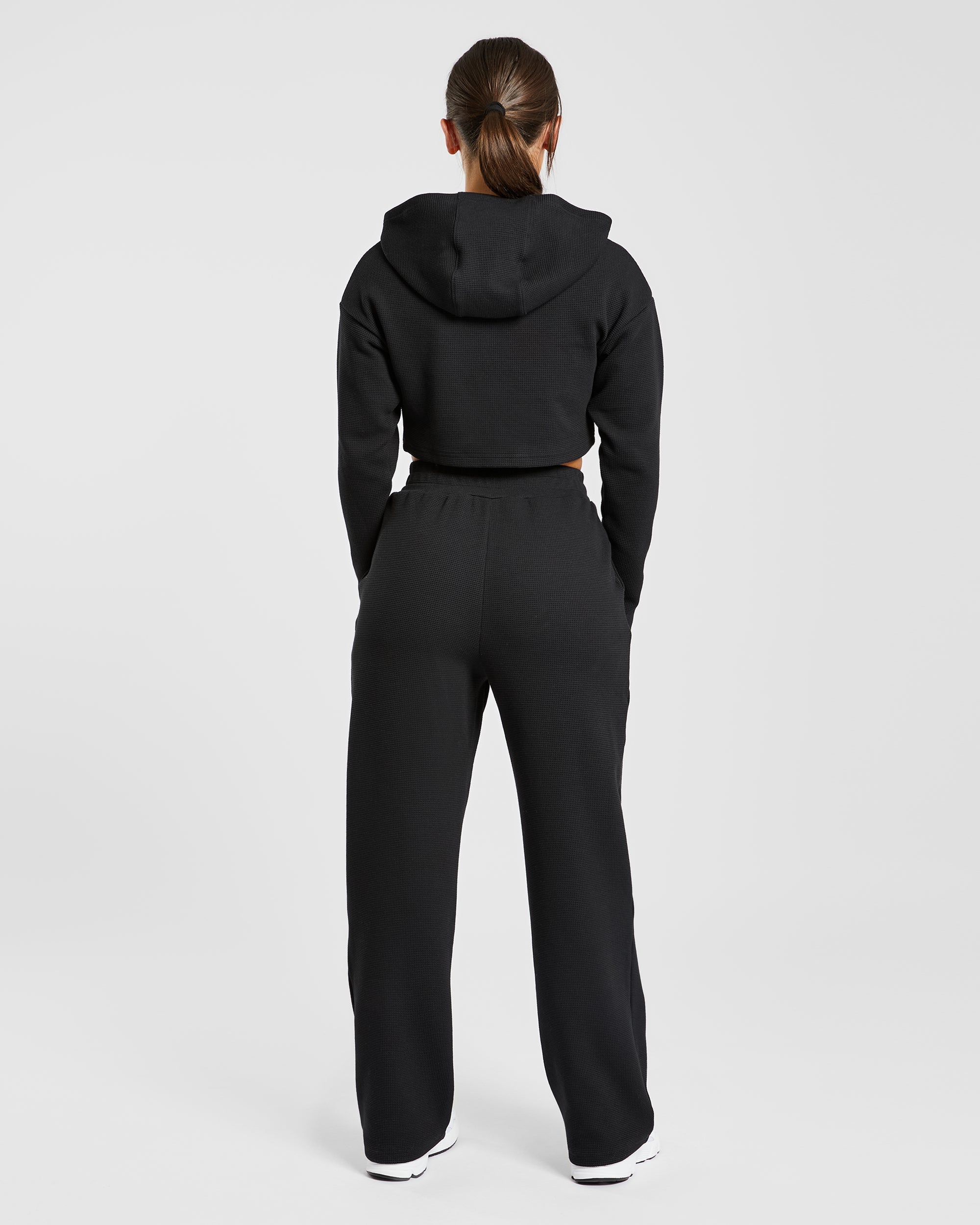 Waffle Straight Leg Joggers - Noir
