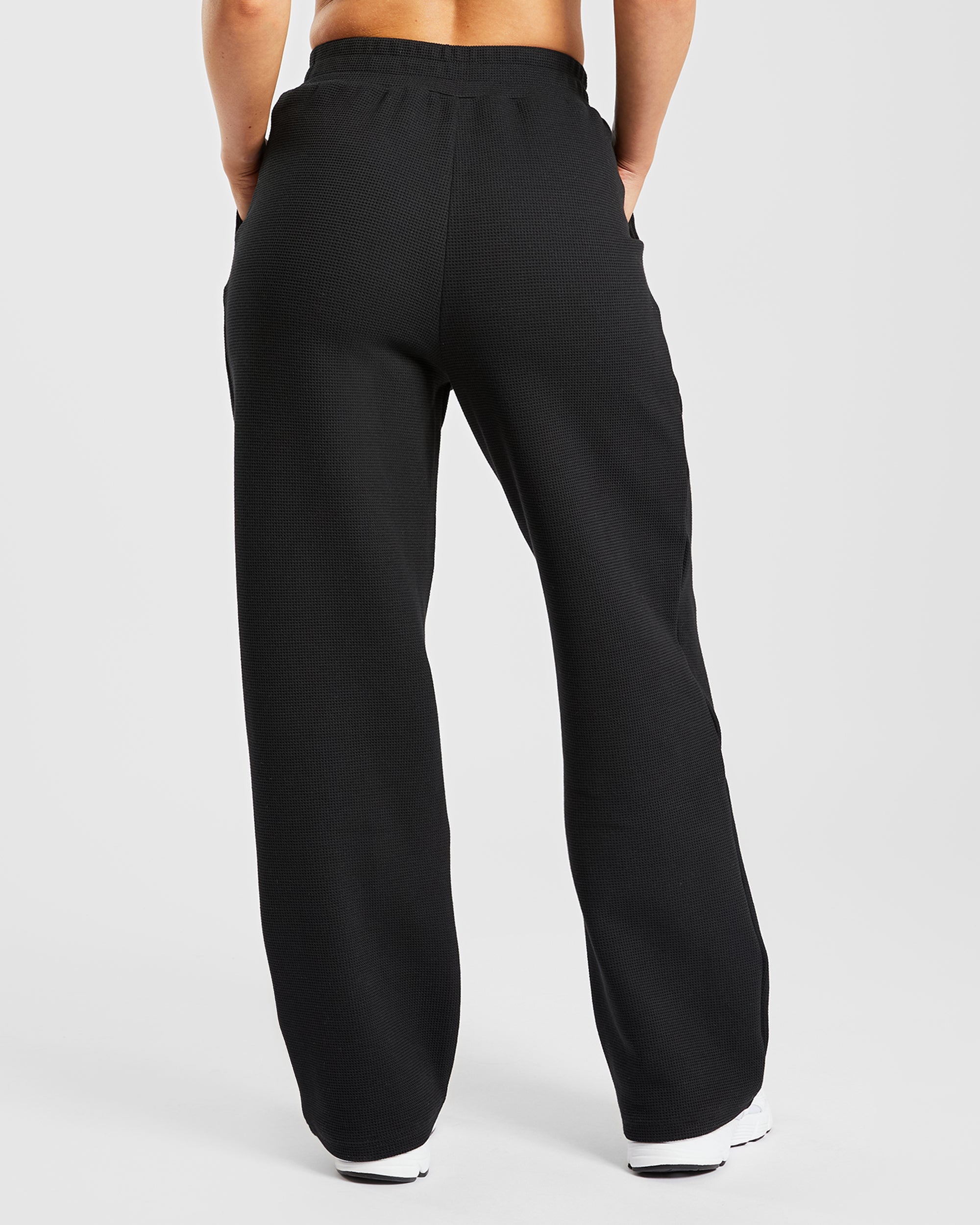 Waffle Straight Leg Joggers - Noir