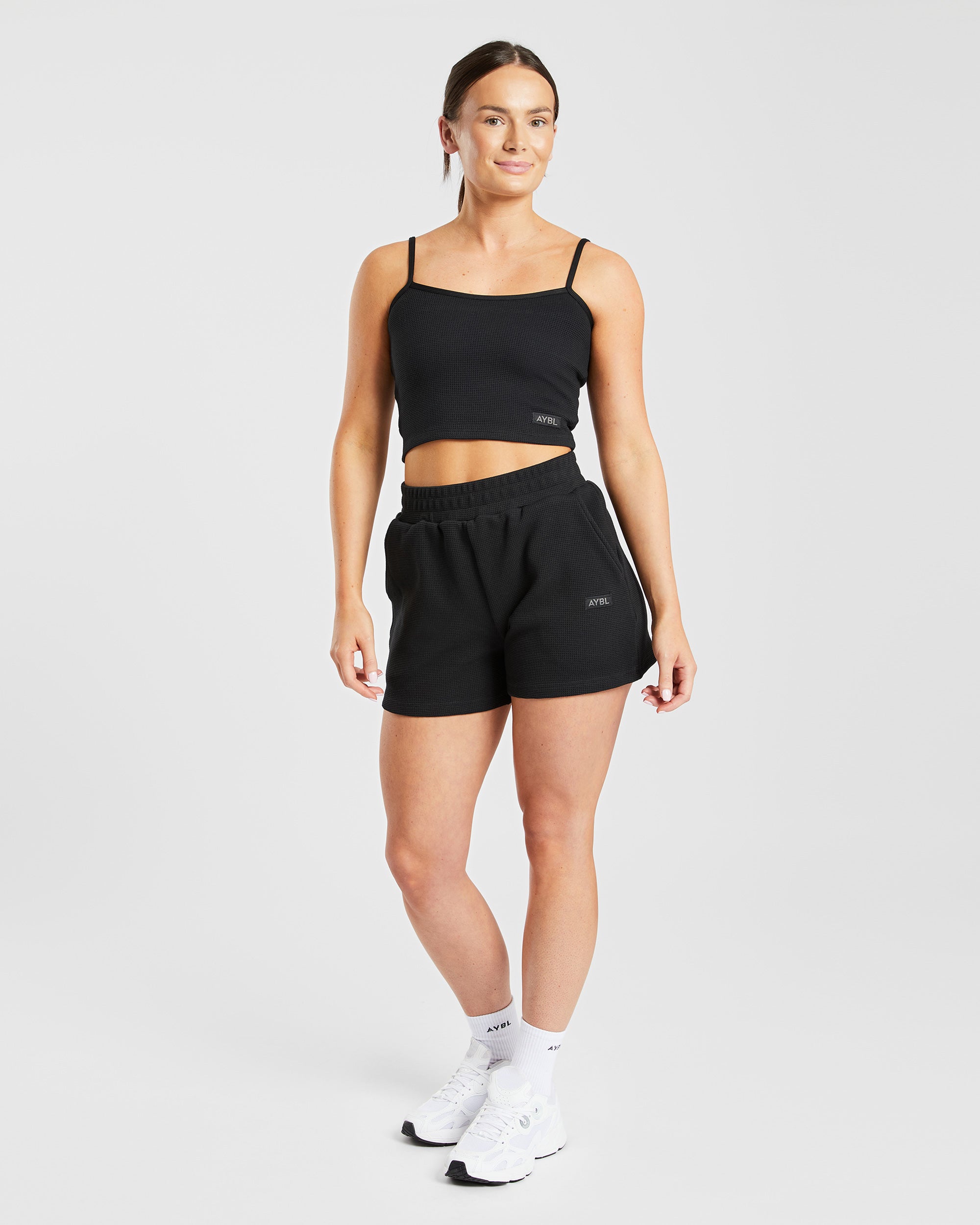 Waffle Crop Vest - Noir
