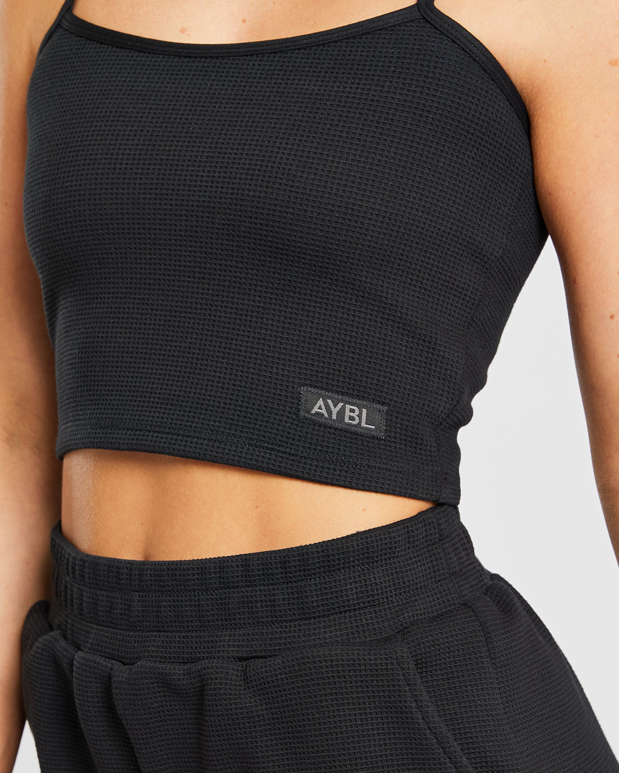 Waffle Crop Vest - Noir