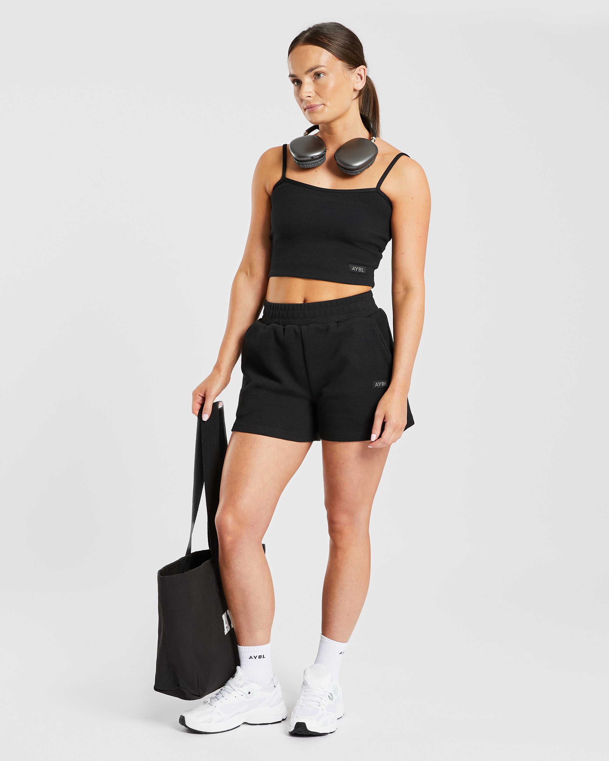 Waffle Crop Vest - Noir