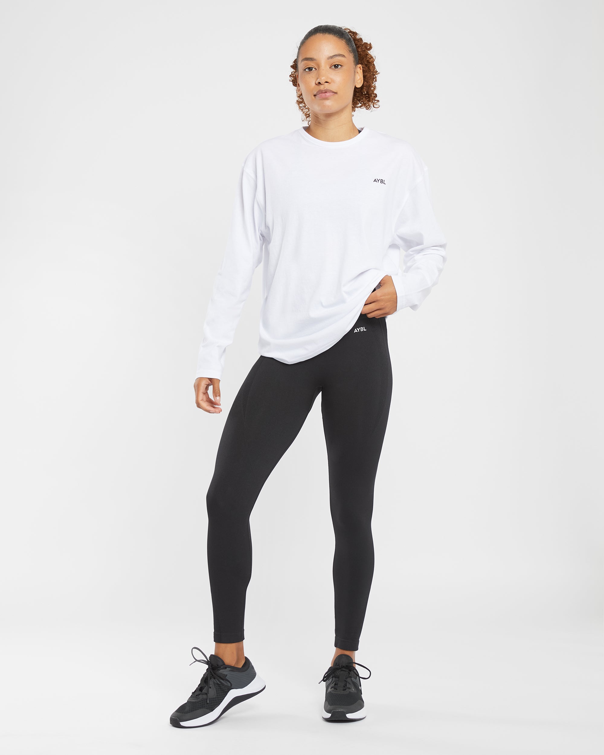 Essential Oversized Long Sleeve T Shirt - Blanc