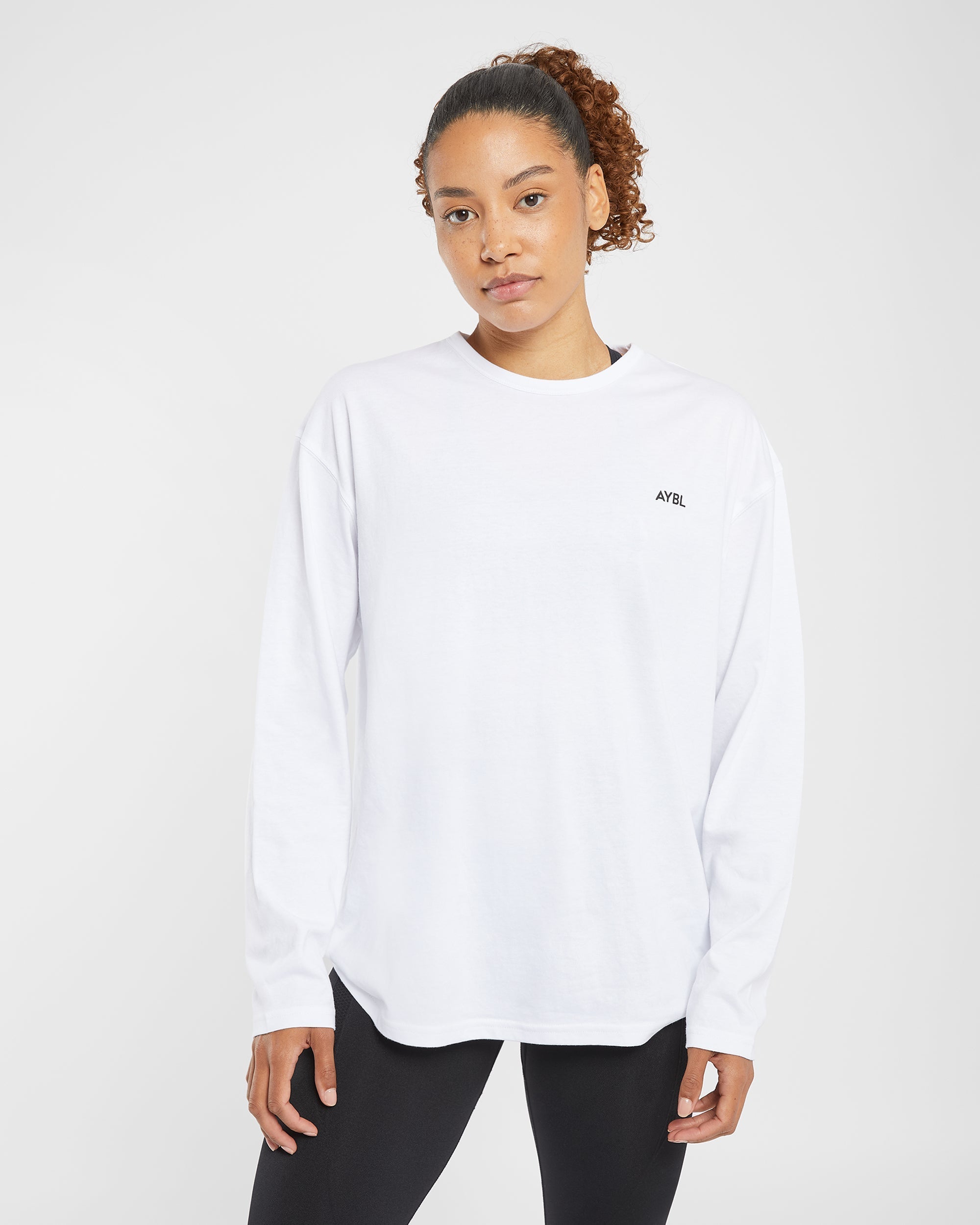 Essential Oversized Long Sleeve T Shirt - Blanc