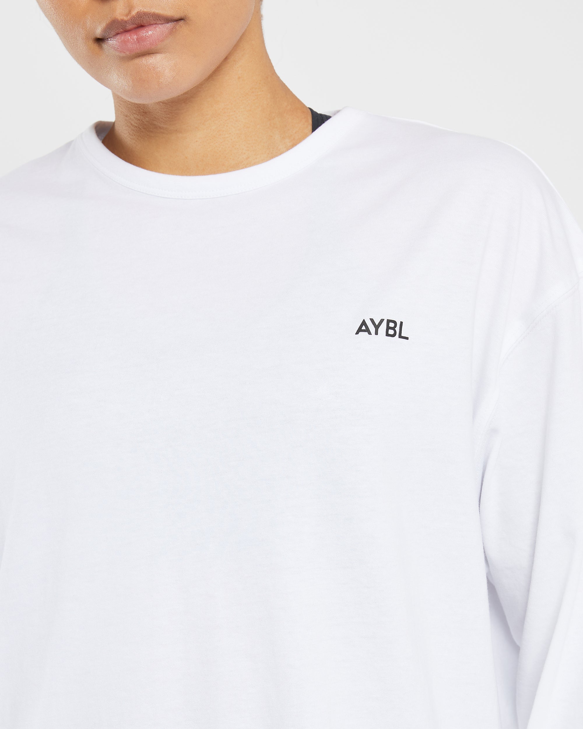 Essential Oversized Long Sleeve T Shirt - Blanc