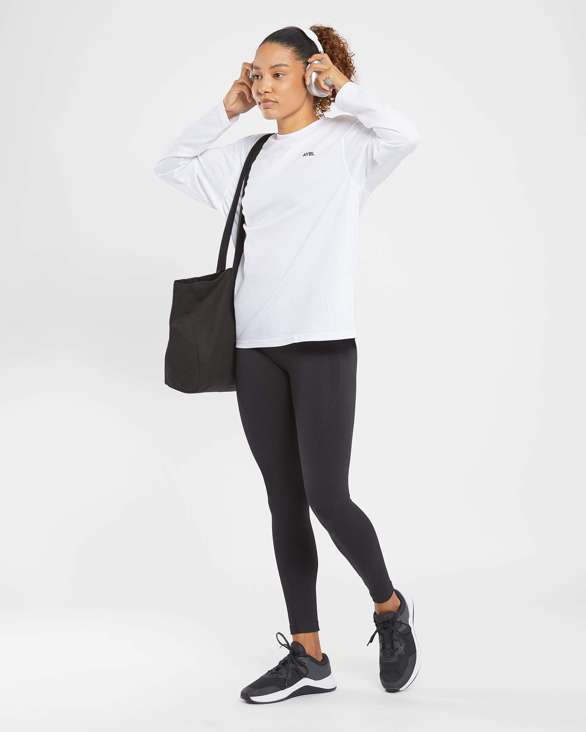 Essential Oversized Long Sleeve T Shirt - Blanc