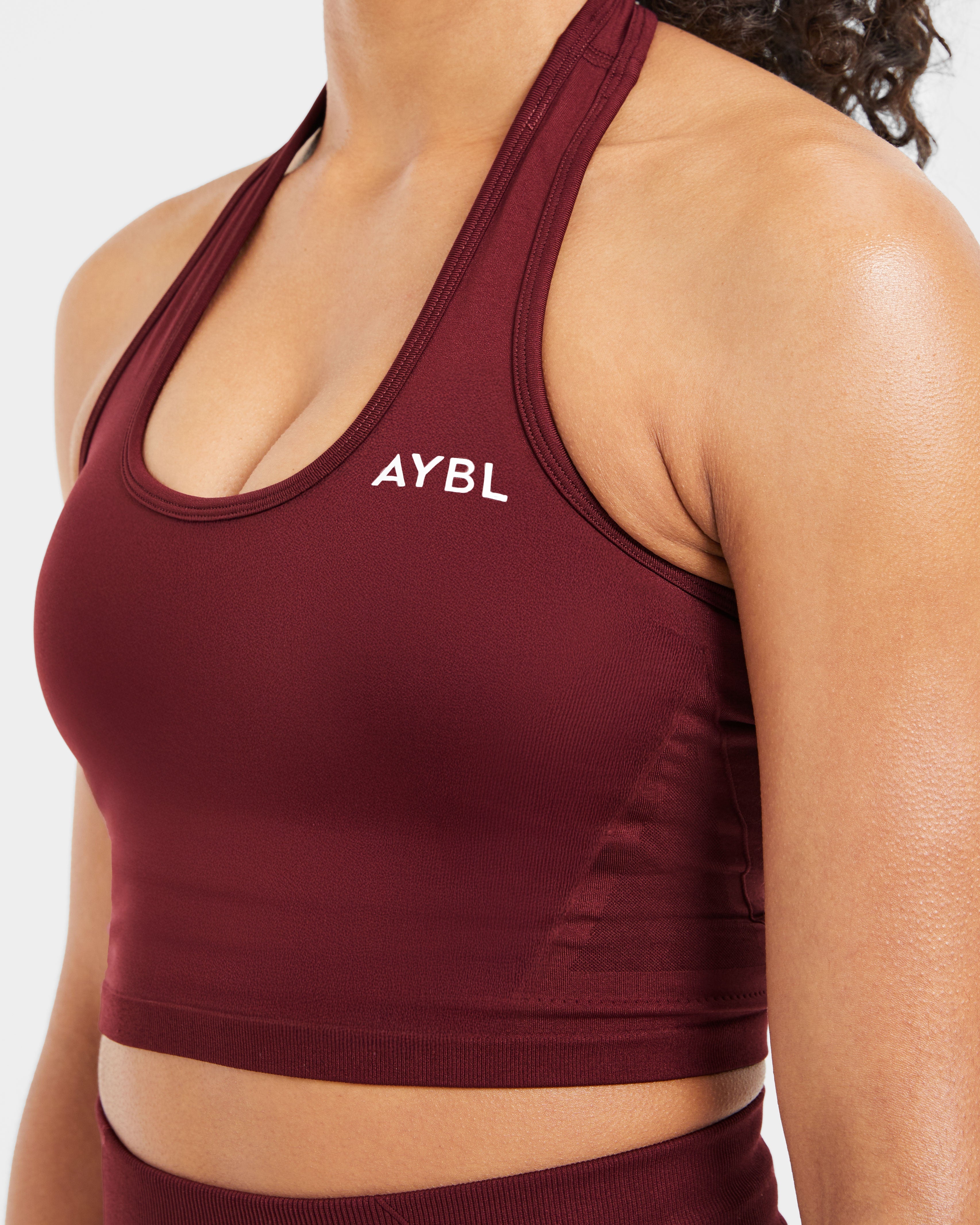 Empower Seamless Halterneck Crop Top - Rouge Wine