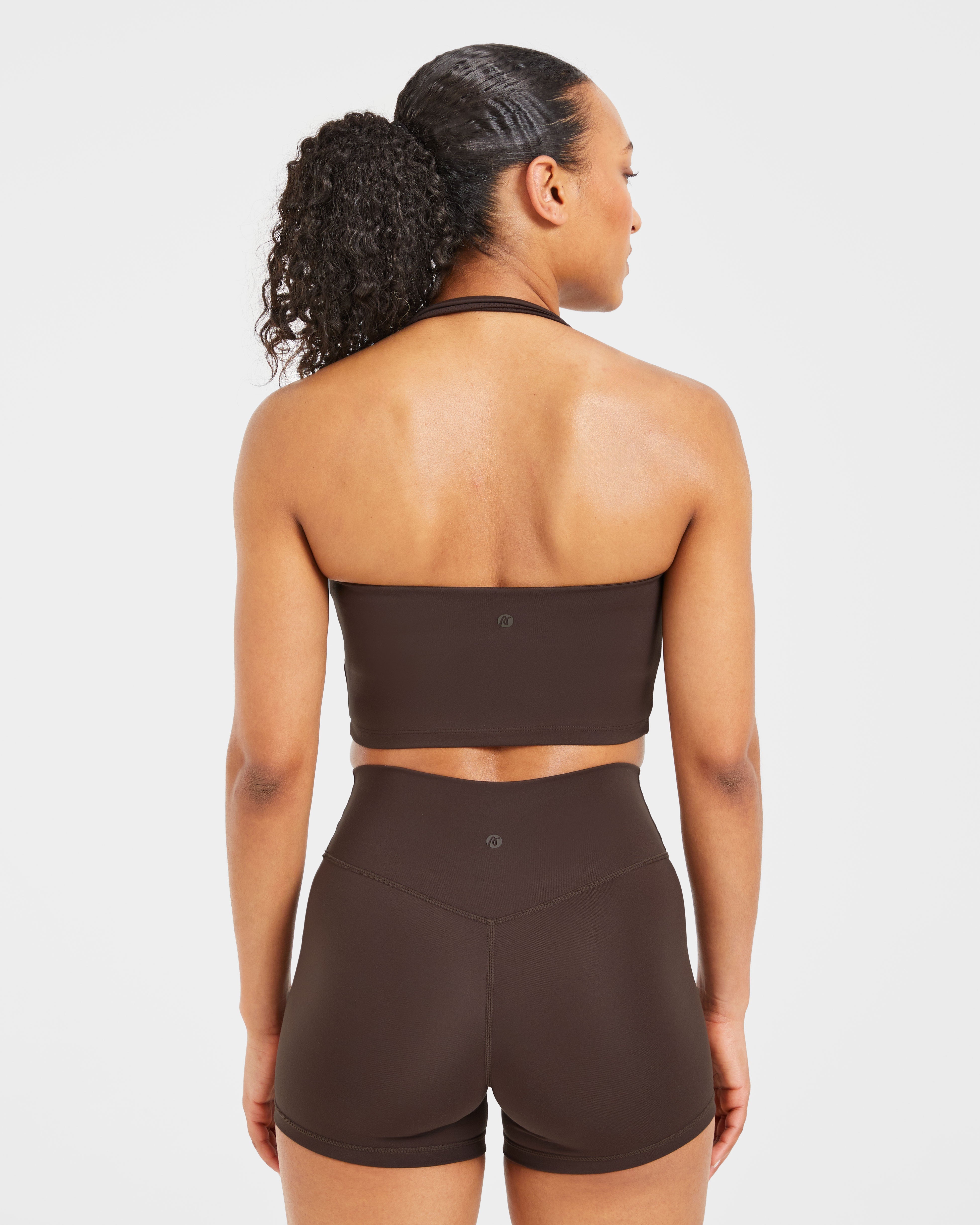 Staple Halterneck Crop Top - Coffee Brun