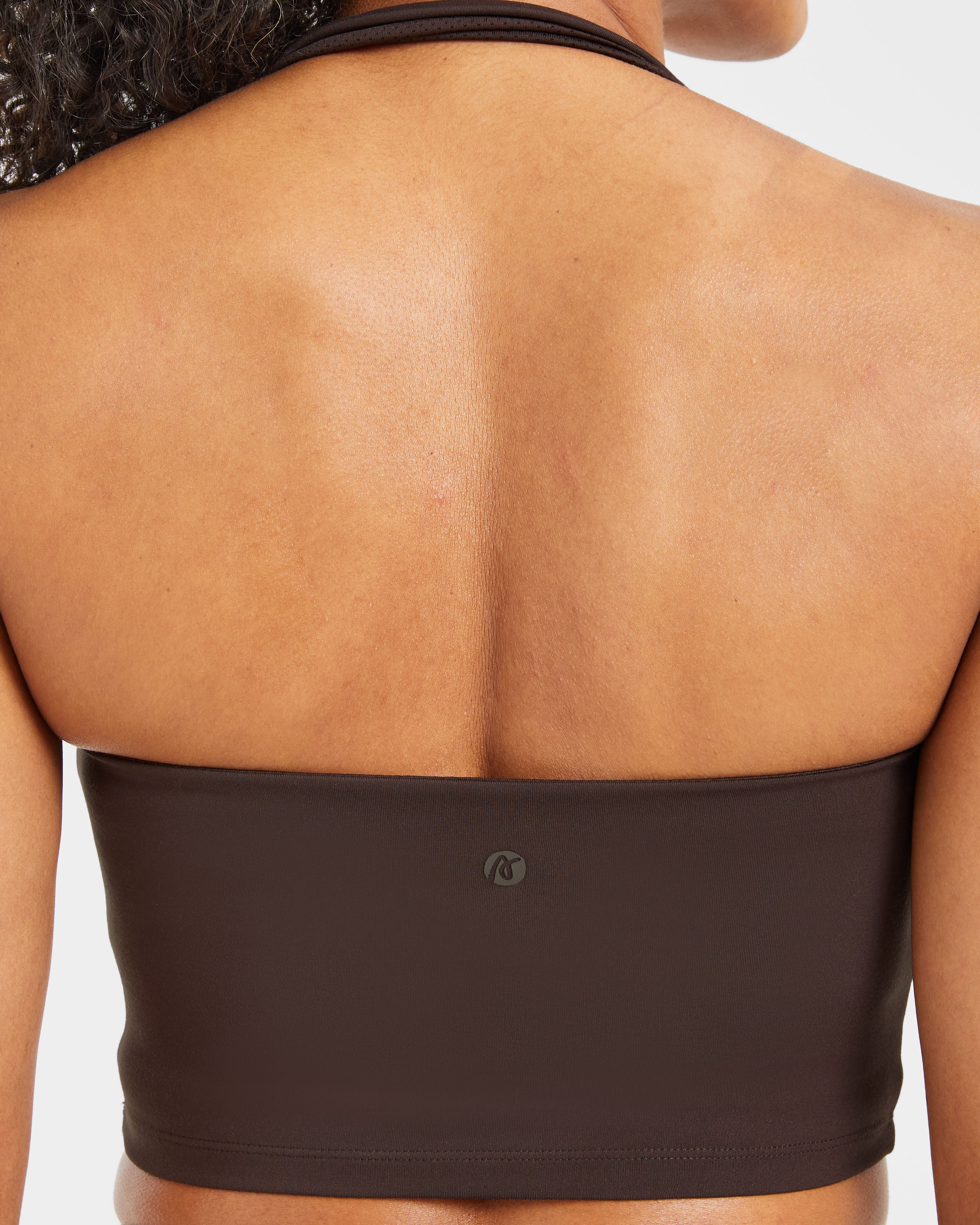 Staple Halterneck Crop Top - Coffee Brun