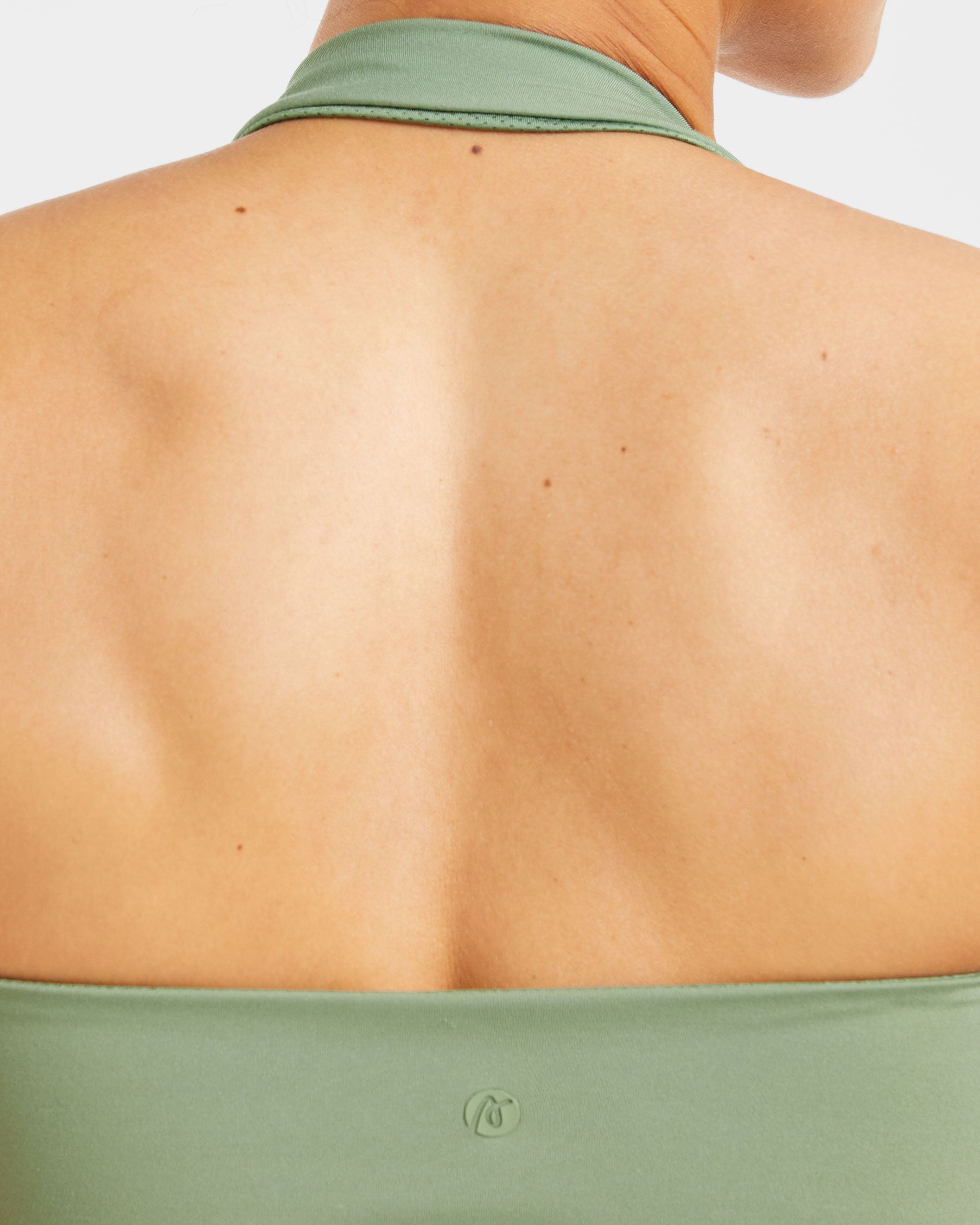 Staple Halterneck Crop Top - Olive Vert