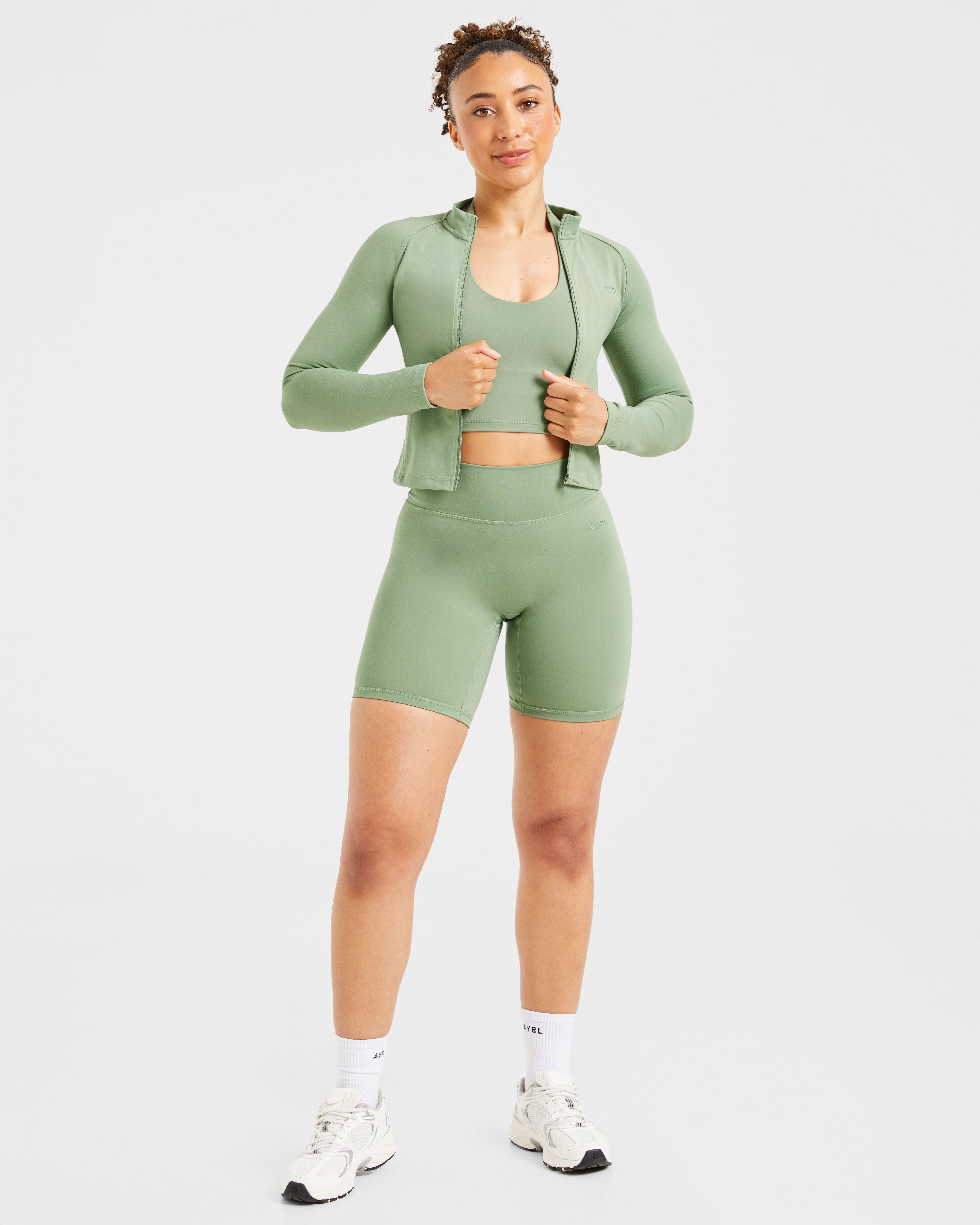 Staple Halterneck Crop Top - Olive Vert