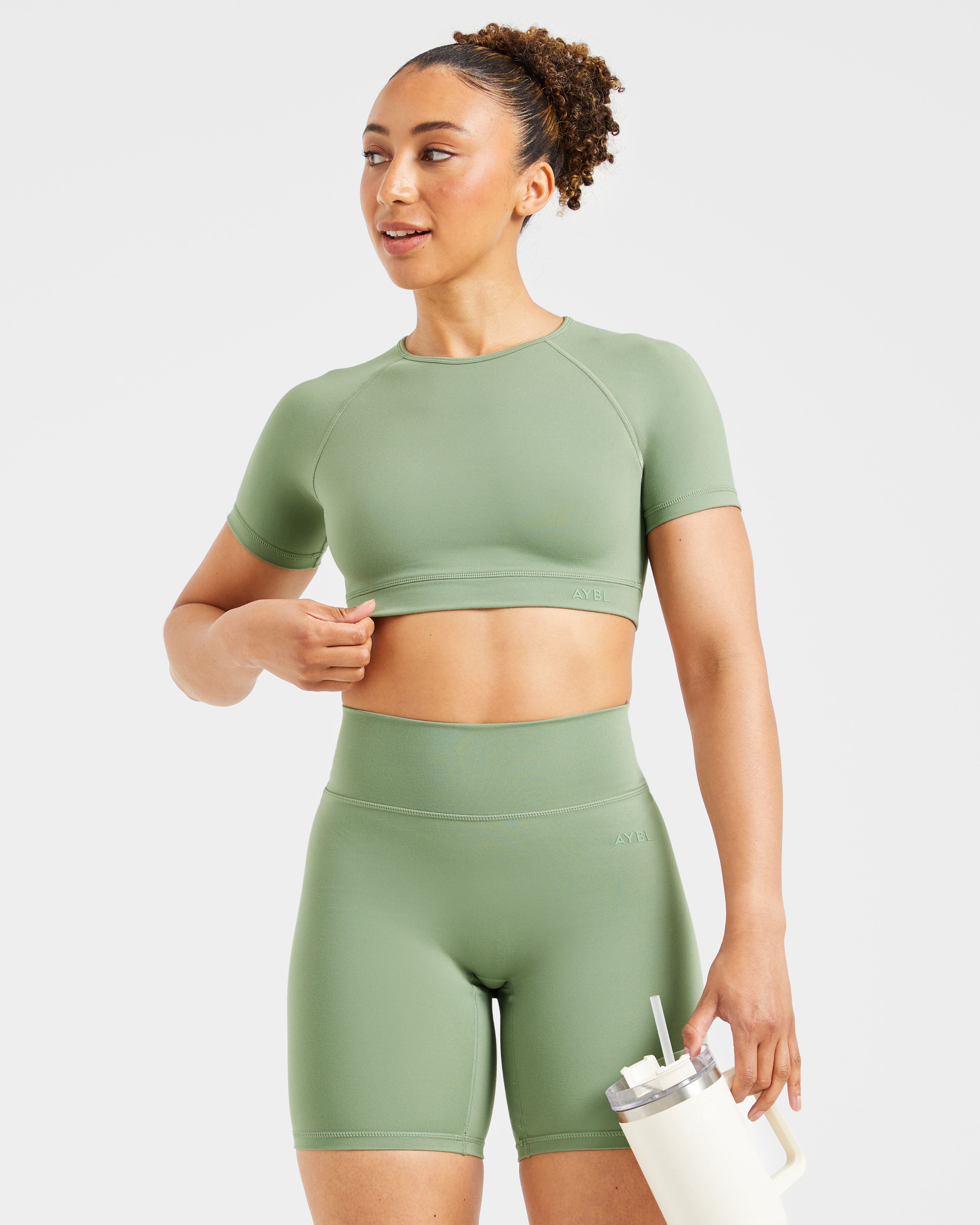 Staple Crop Top - Olive Vert