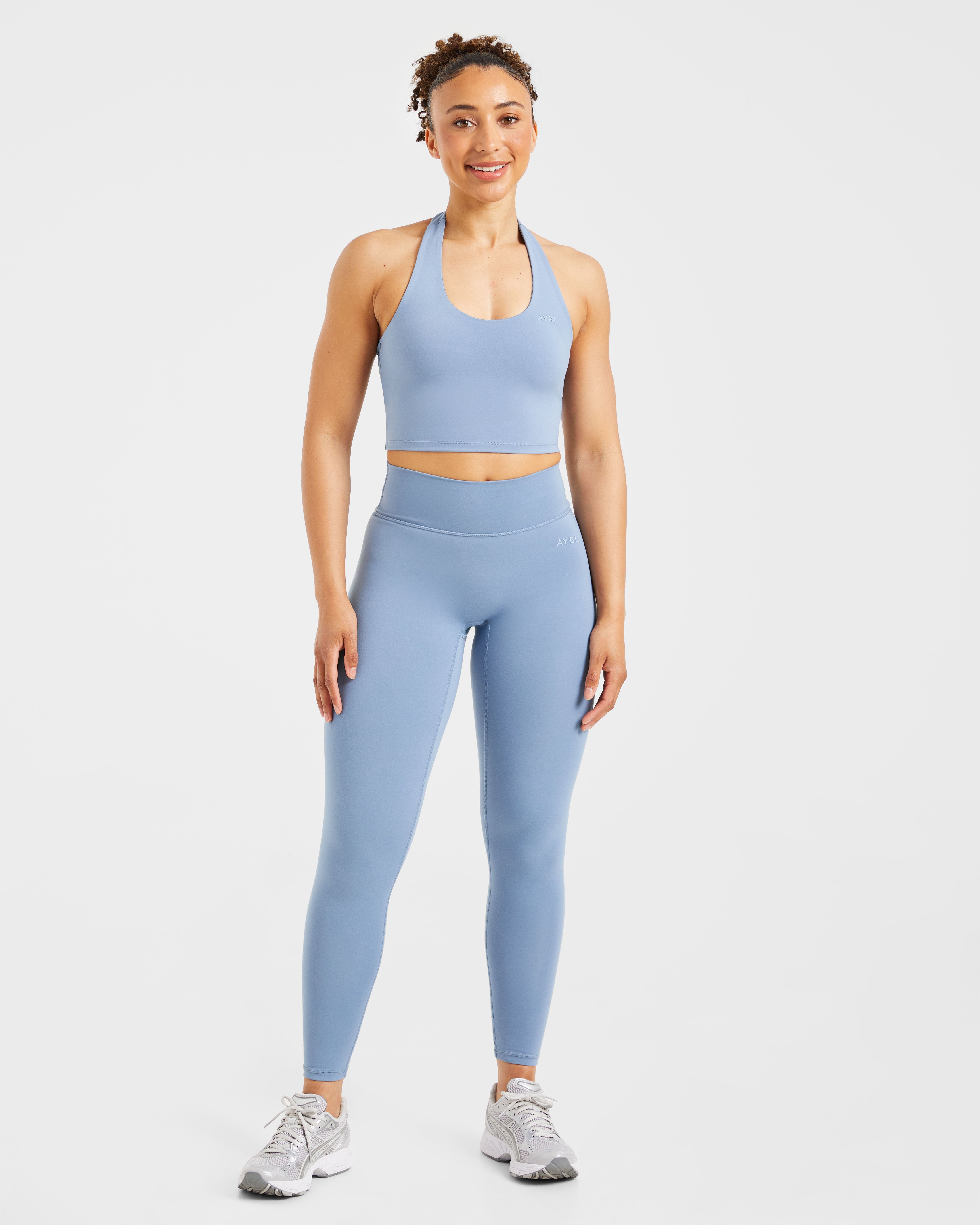 Staple Halterneck Crop Top - Slate Bleu