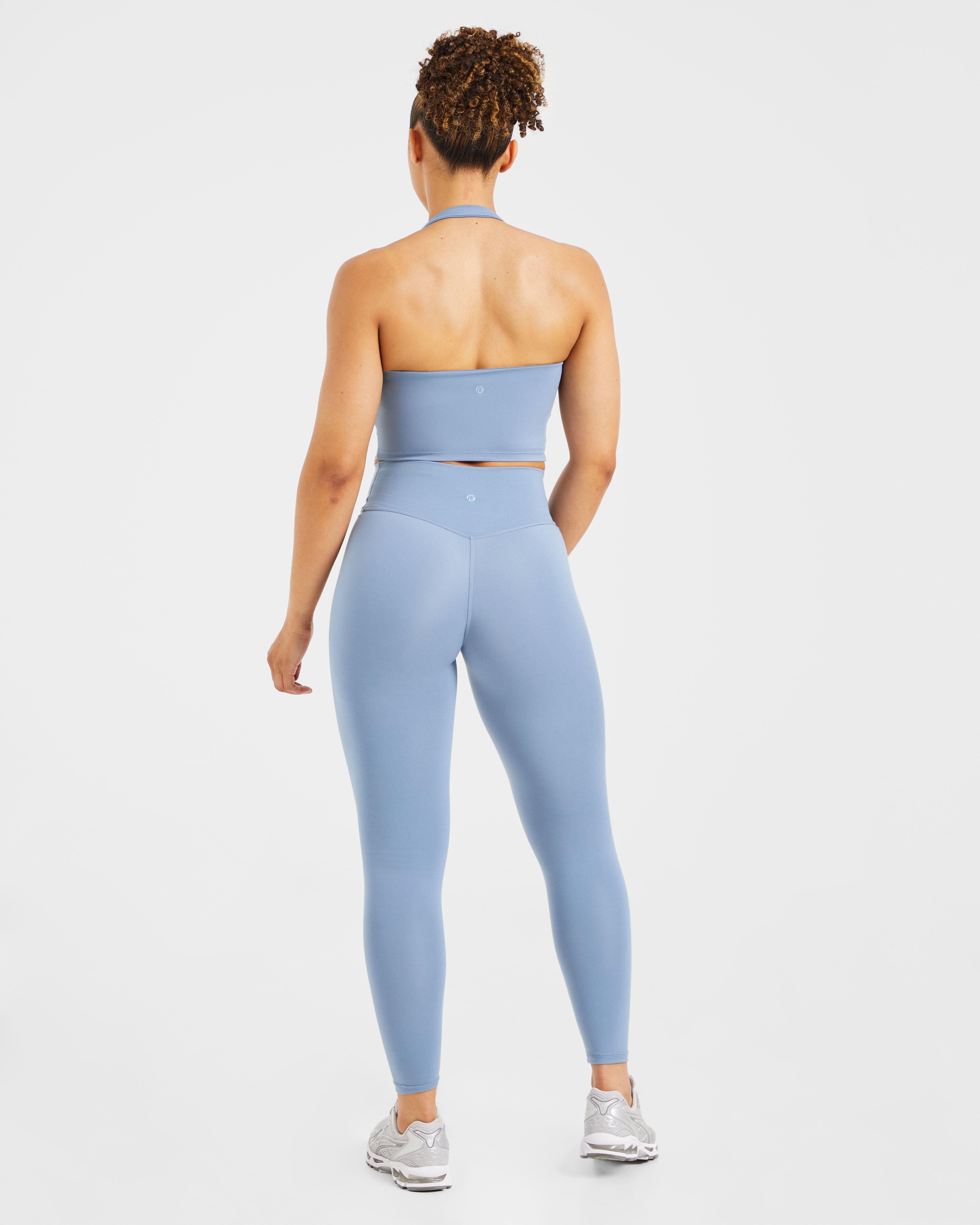 Staple Halterneck Crop Top - Slate Bleu