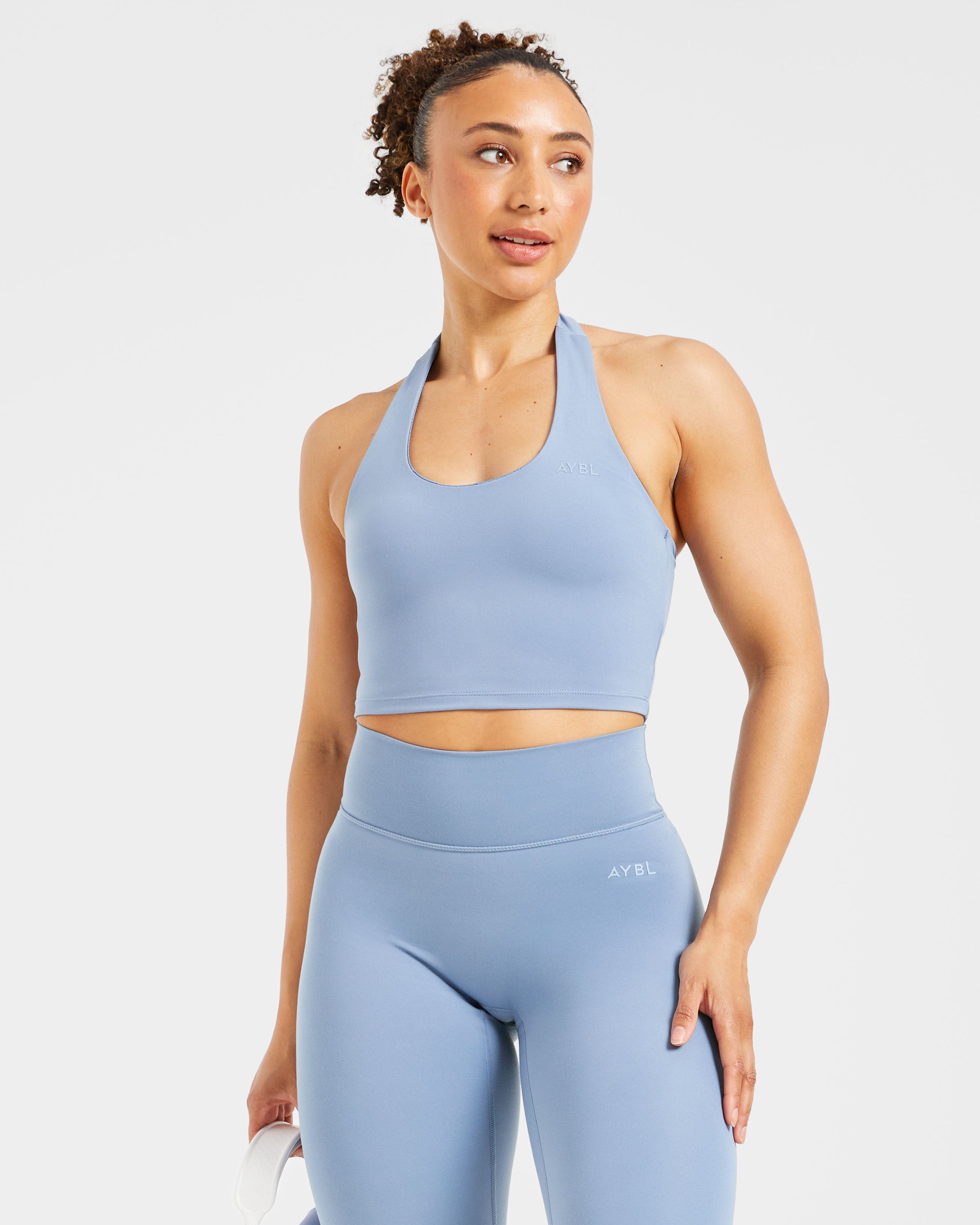 Staple Halterneck Crop Top - Slate Bleu