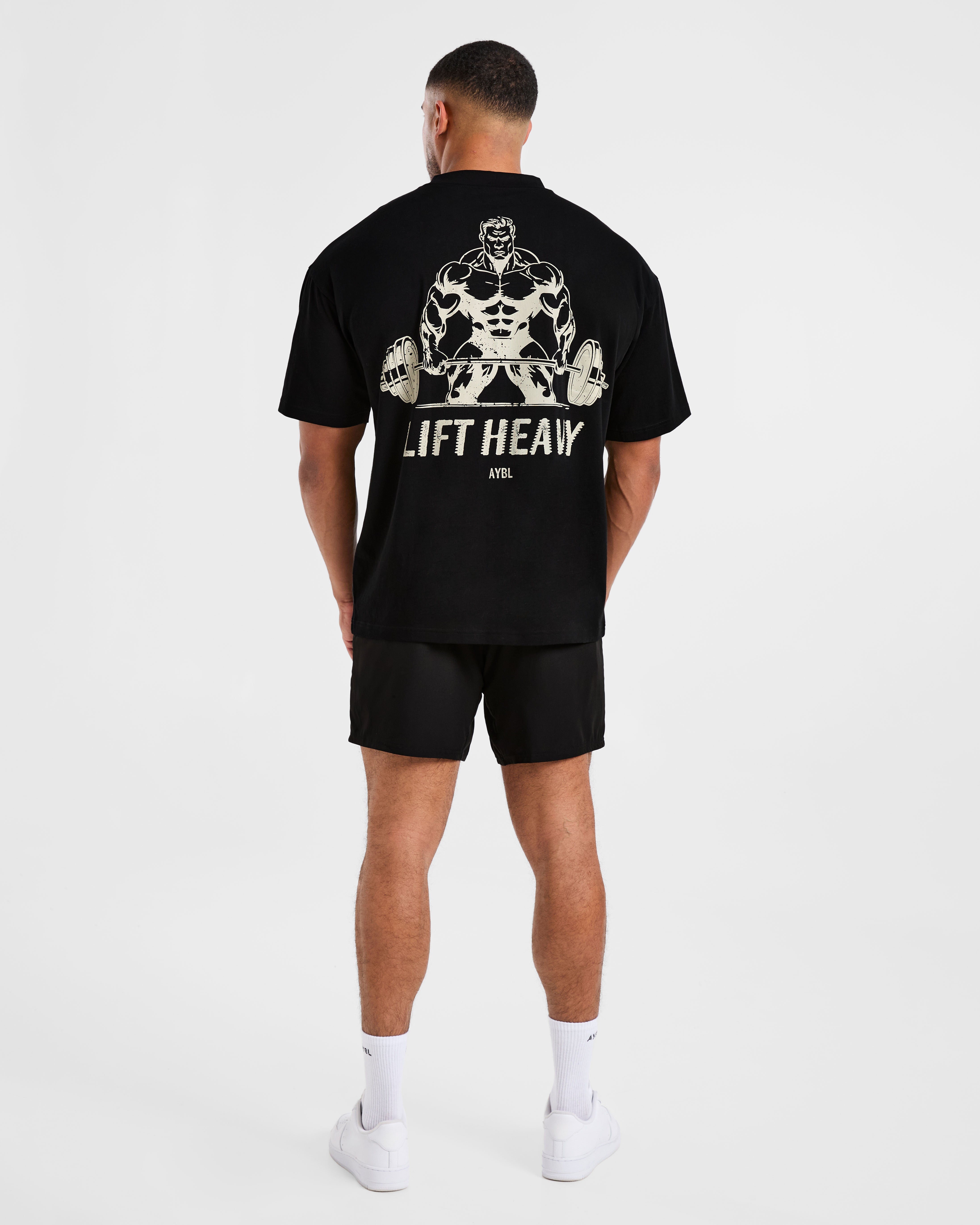 Lift Heavy Oversized T Shirt - Noir/Off Blanc
