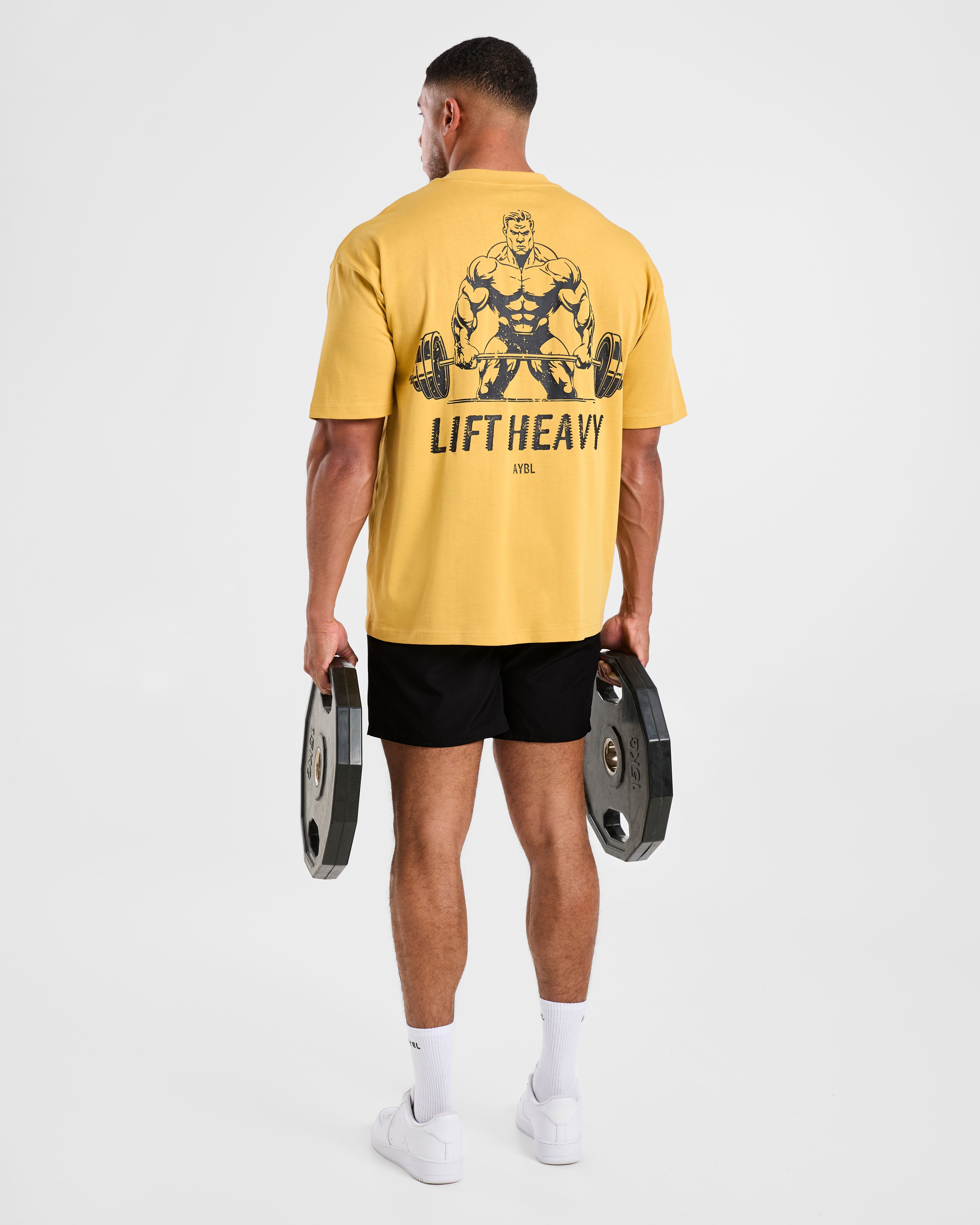 Lift Heavy Oversized T Shirt - Vintage Jaune