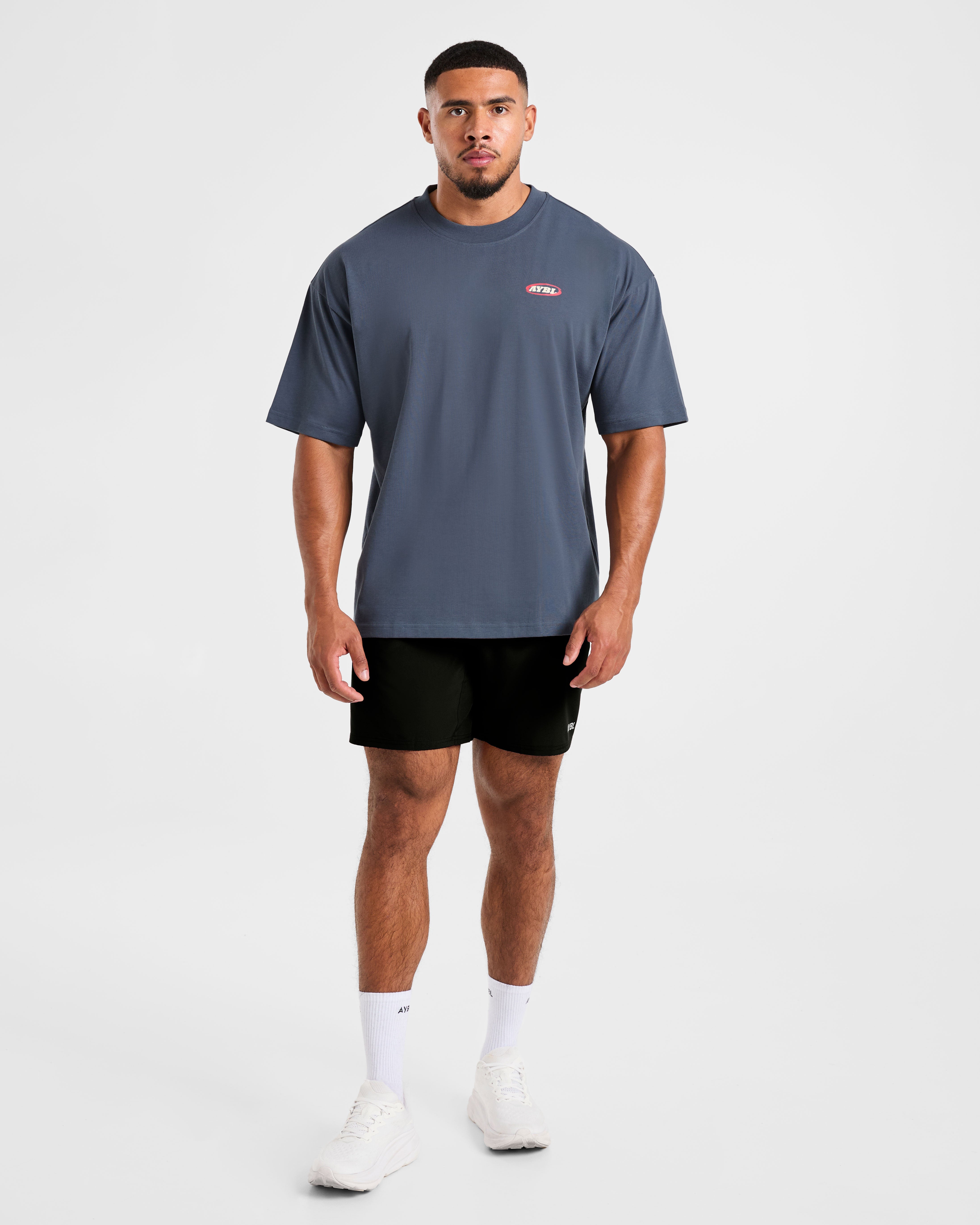 Athletics Script Oversized T Shirt - Vintage Bleu