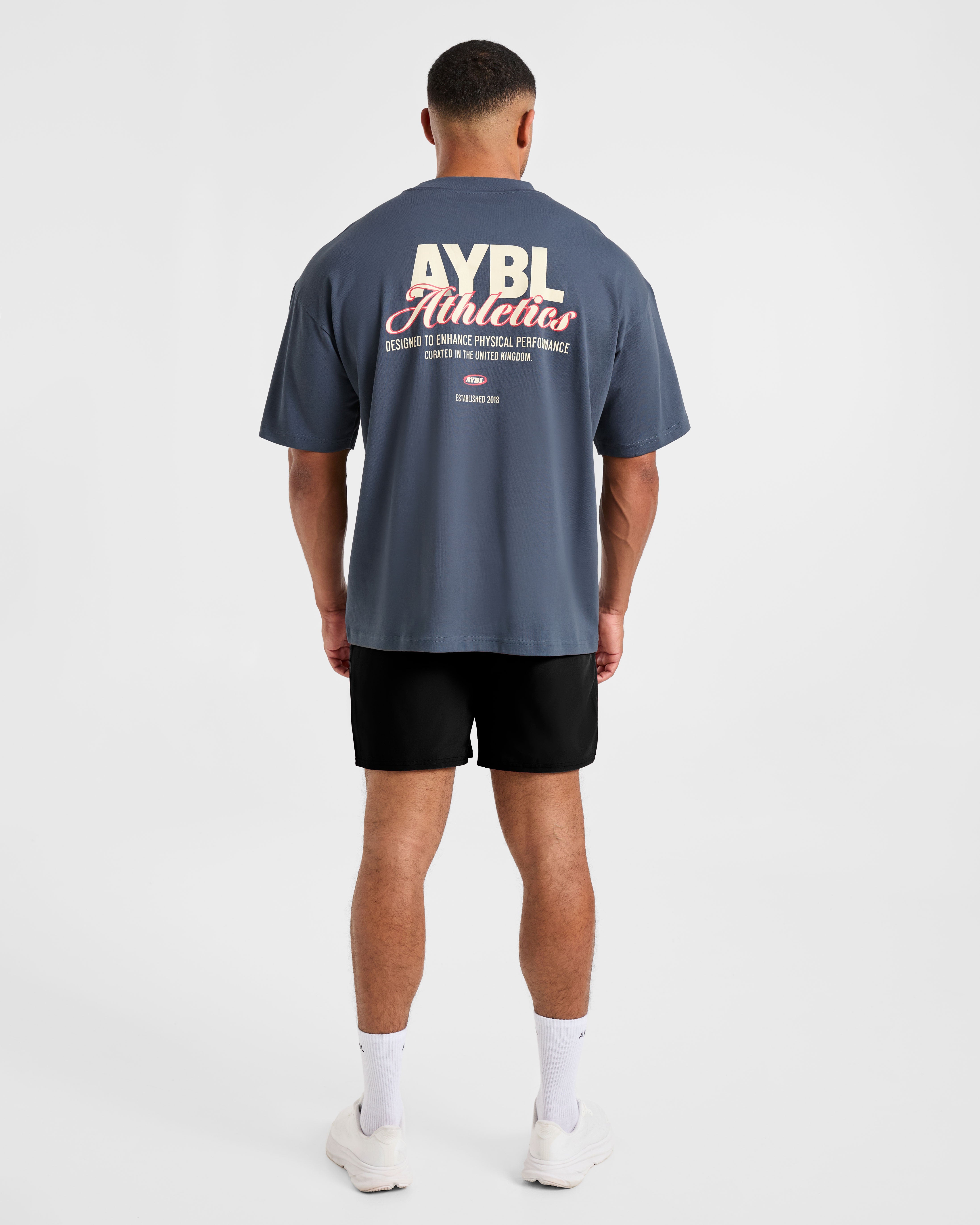 Athletics Script Oversized T Shirt - Vintage Bleu