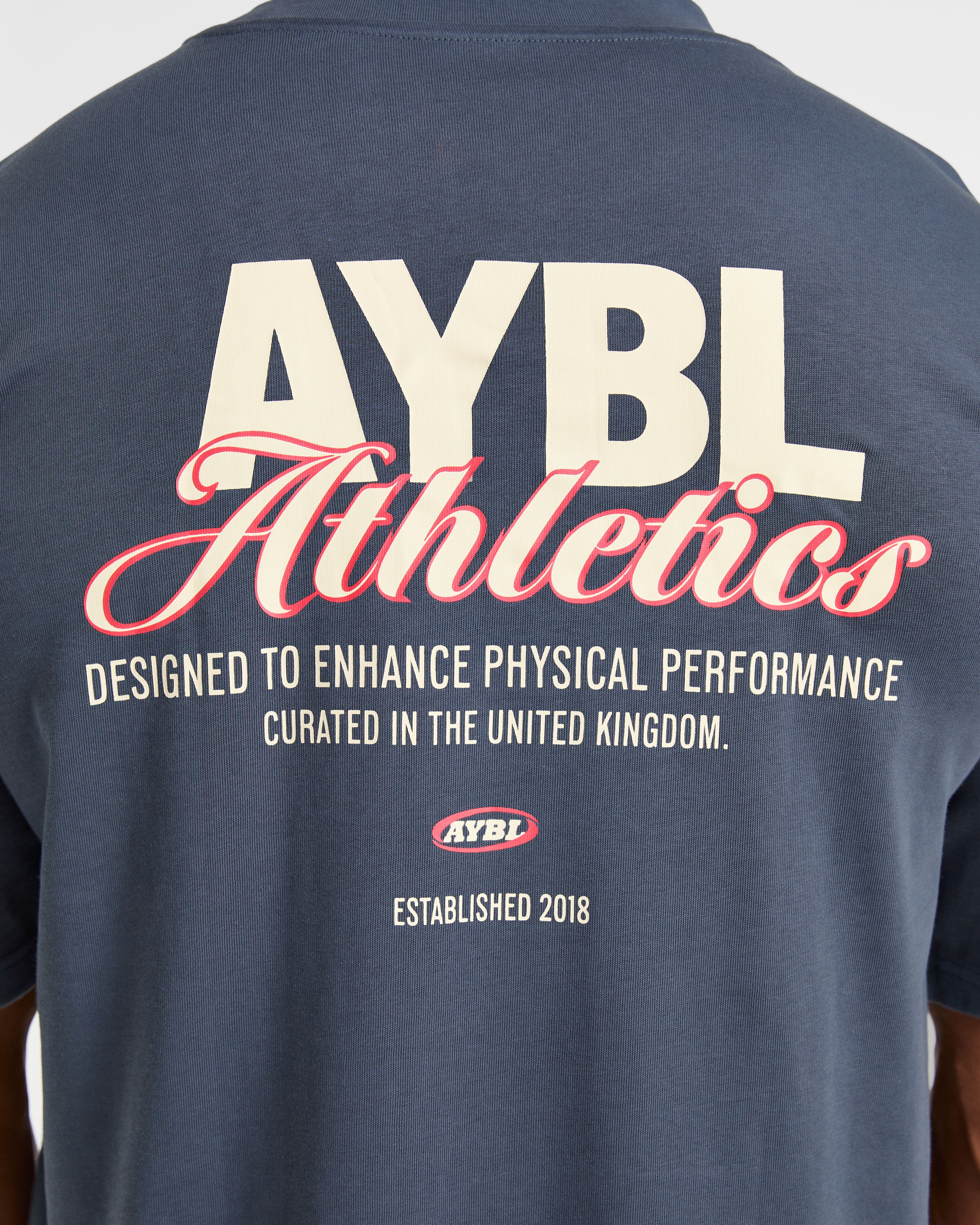 Athletics Script Oversized T Shirt - Vintage Bleu