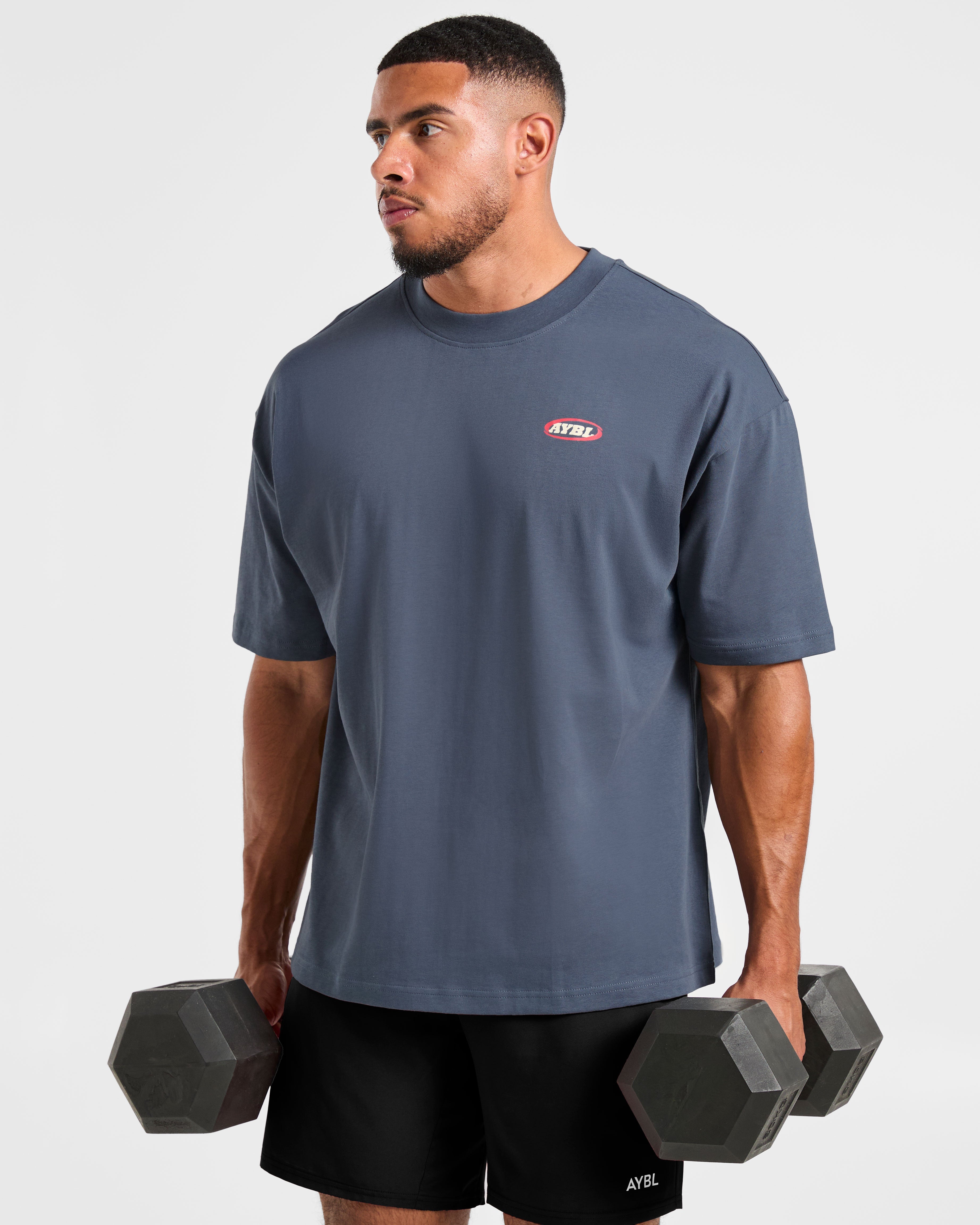 Athletics Script Oversized T Shirt - Vintage Bleu