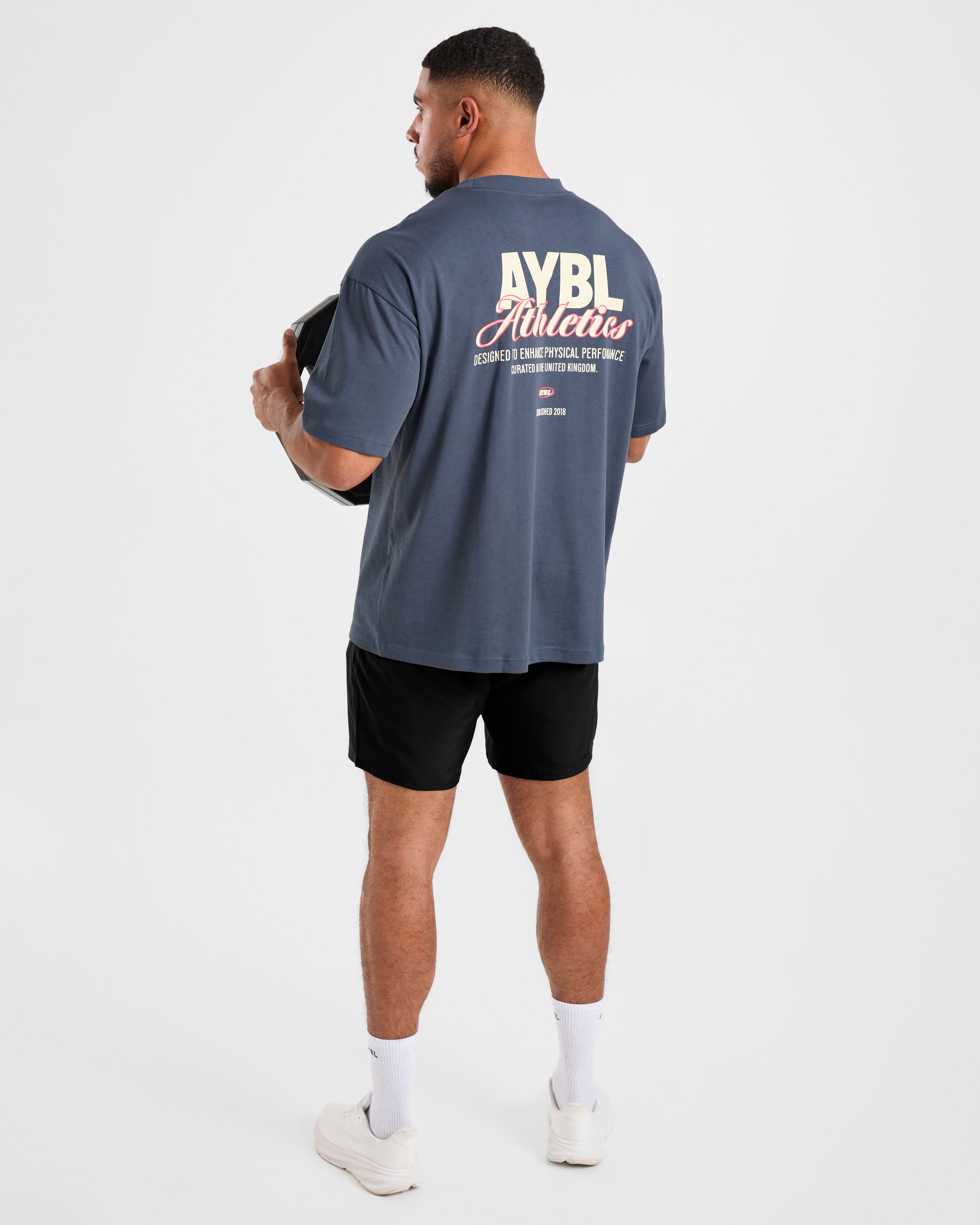 Athletics Script Oversized T Shirt - Vintage Bleu