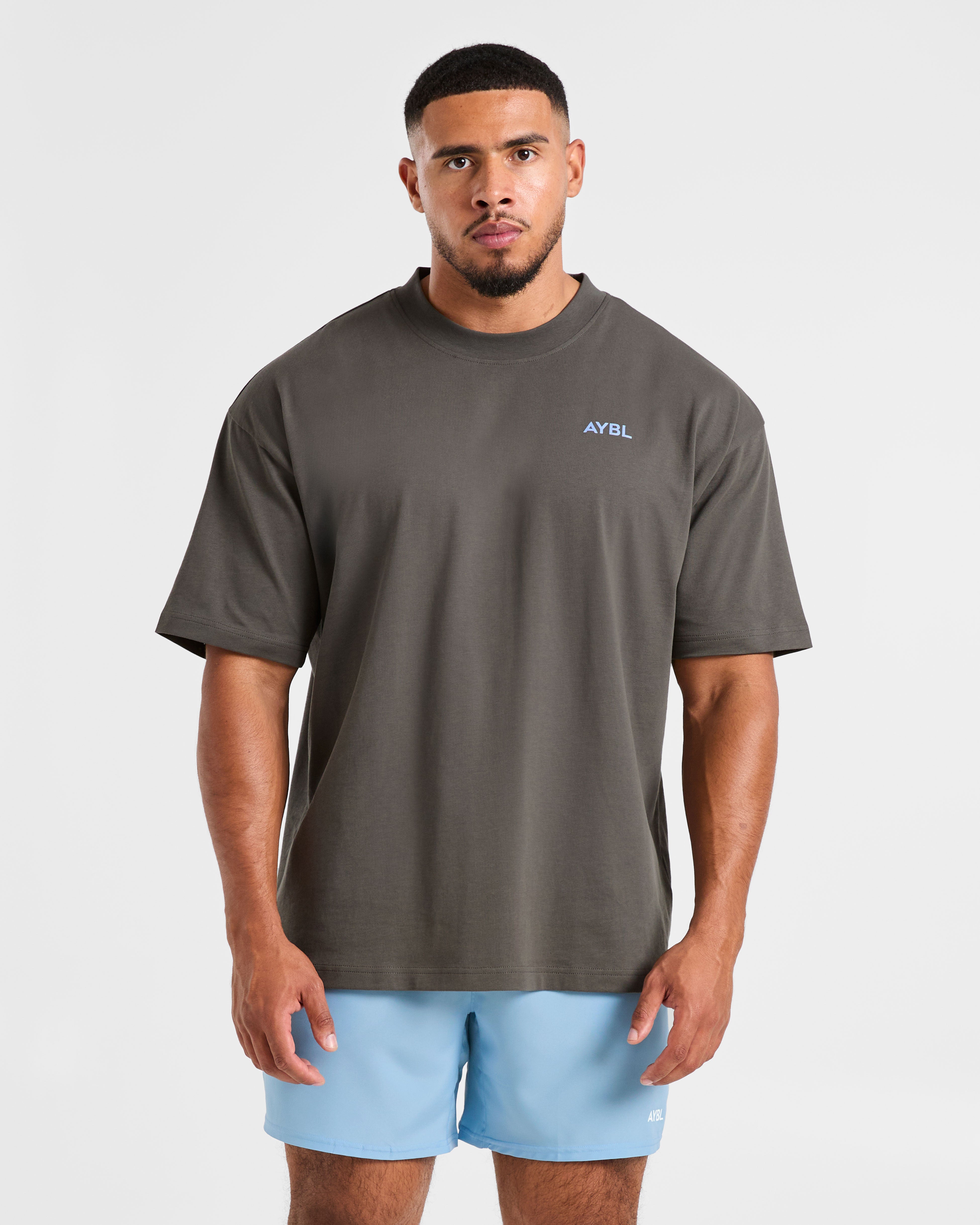 Essential Oversized T Shirt - Charcoal/Cornflower Bleu