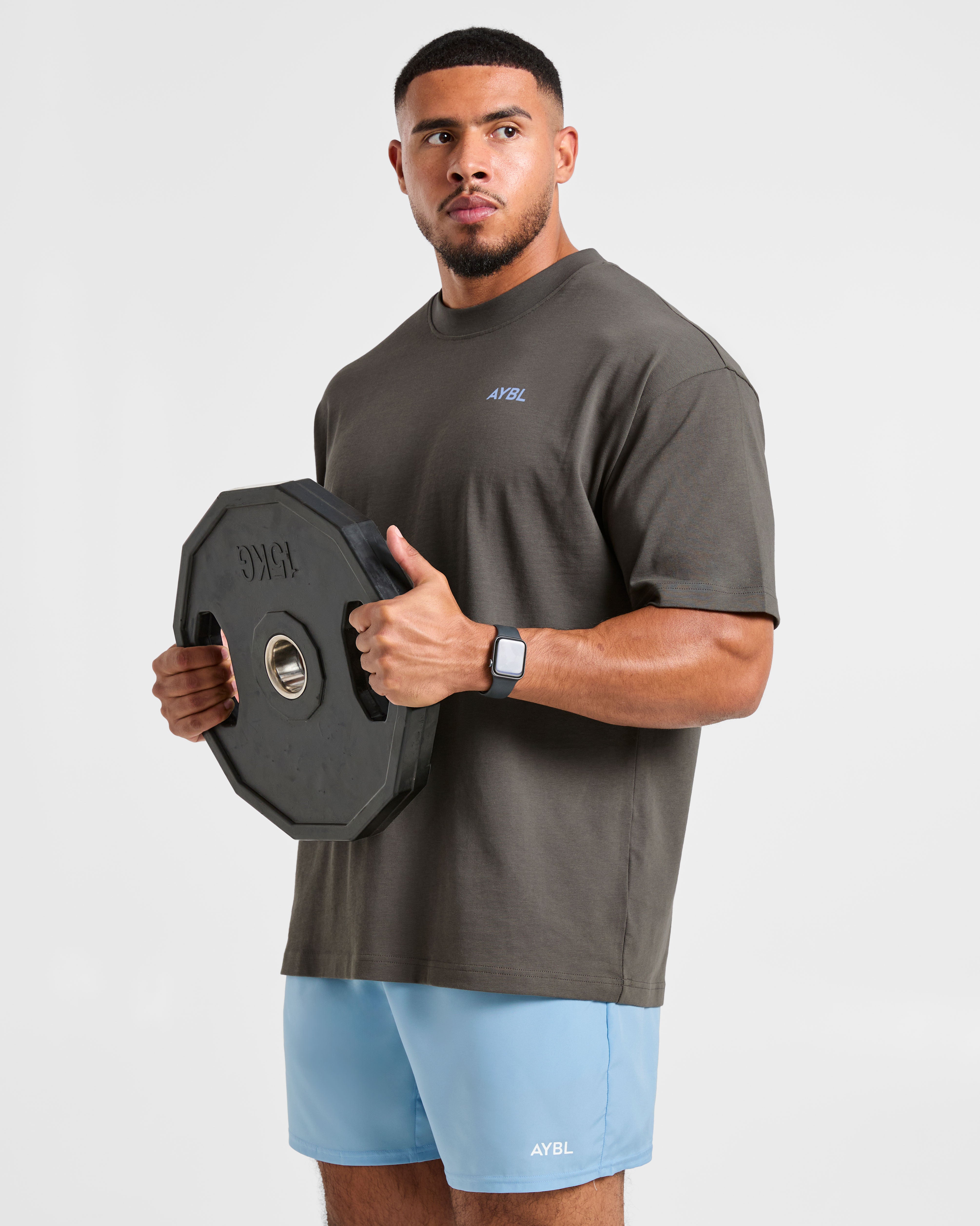 Essential Oversized T Shirt - Charcoal/Cornflower Bleu