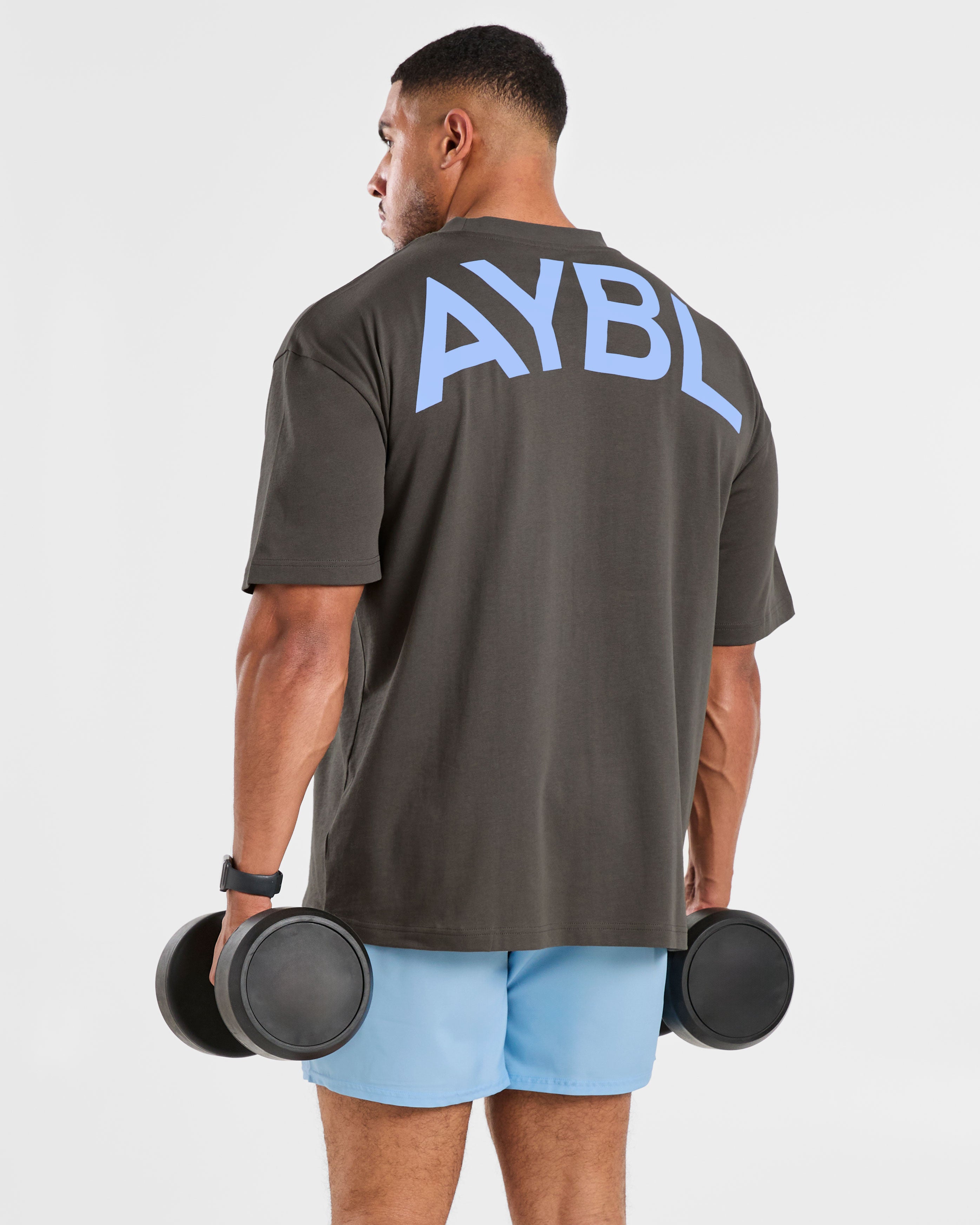 Essential Oversized T Shirt - Charcoal/Cornflower Bleu