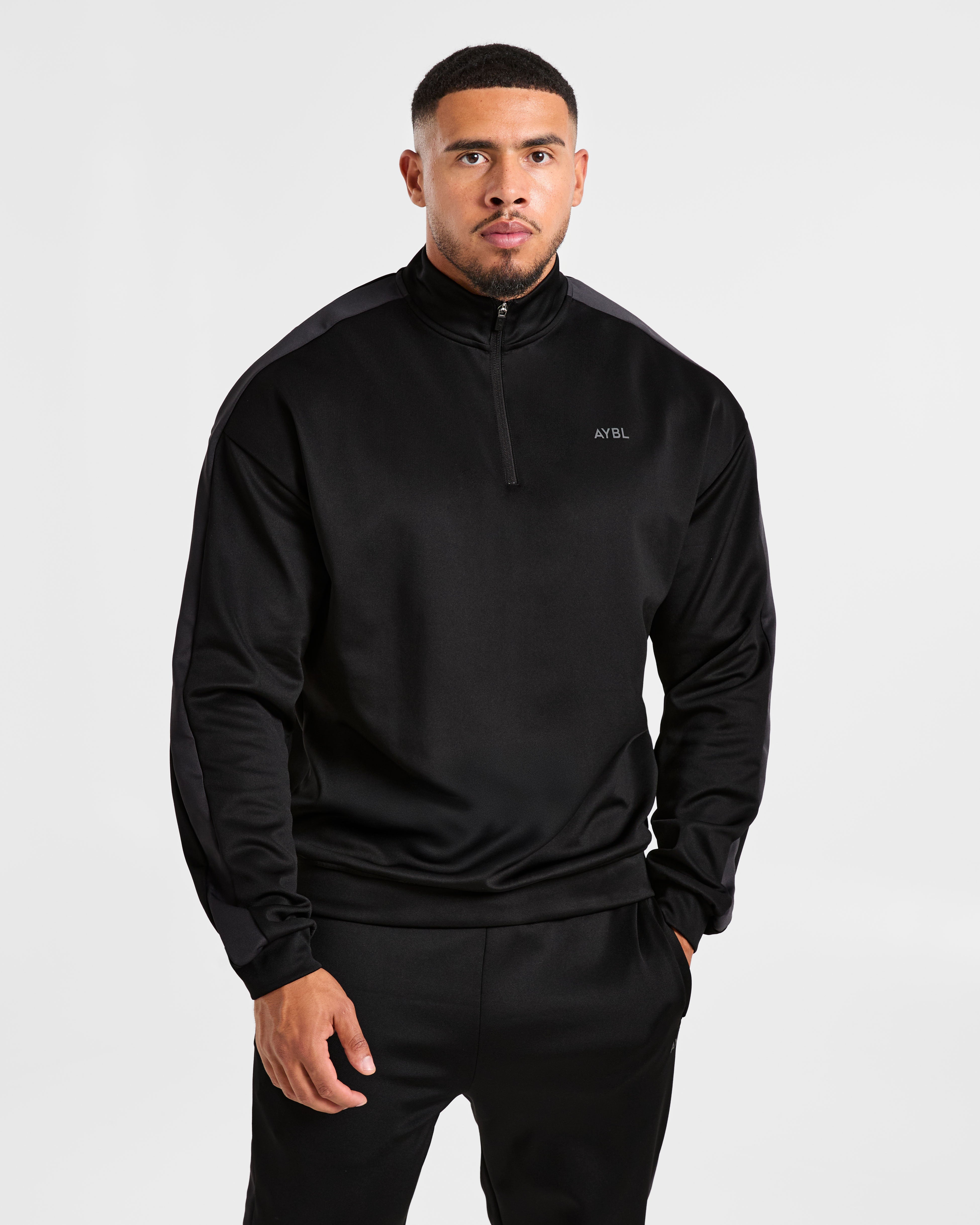 Classic Track 1/4 Zip Pullover - Noir/Charcoal