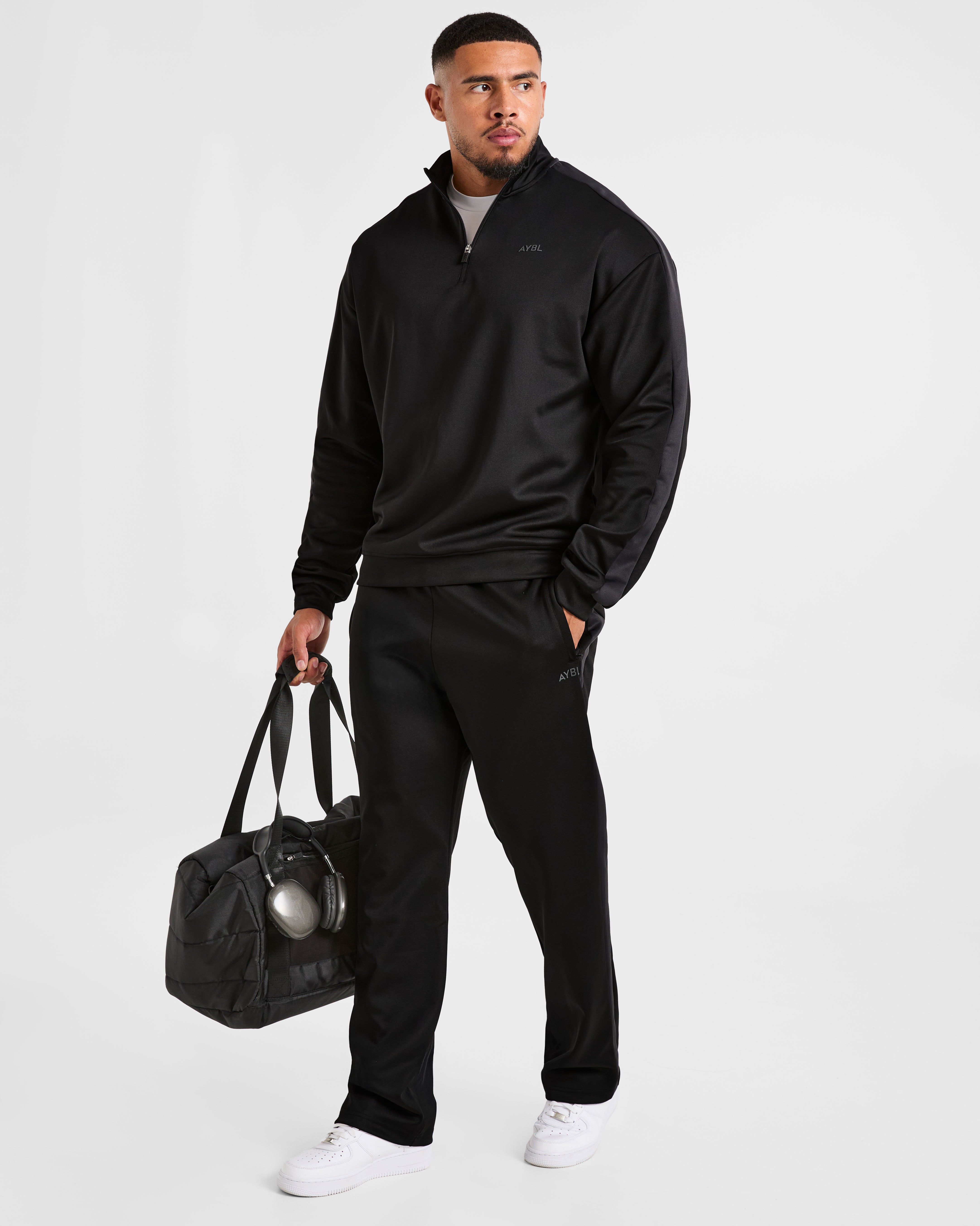 Classic Track 1/4 Zip Pullover - Noir/Charcoal
