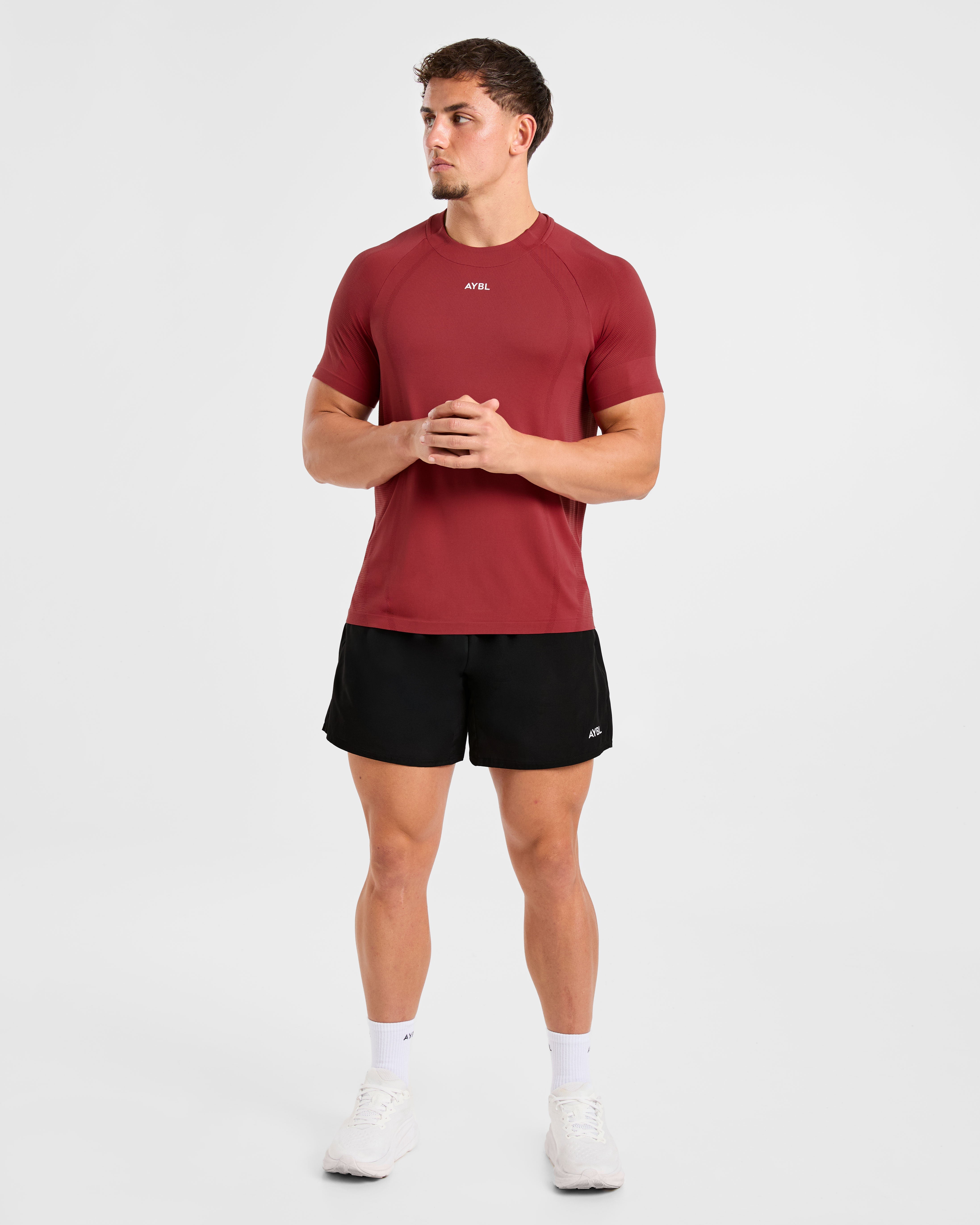 Attain Seamless T Shirt - Maroon Rouge