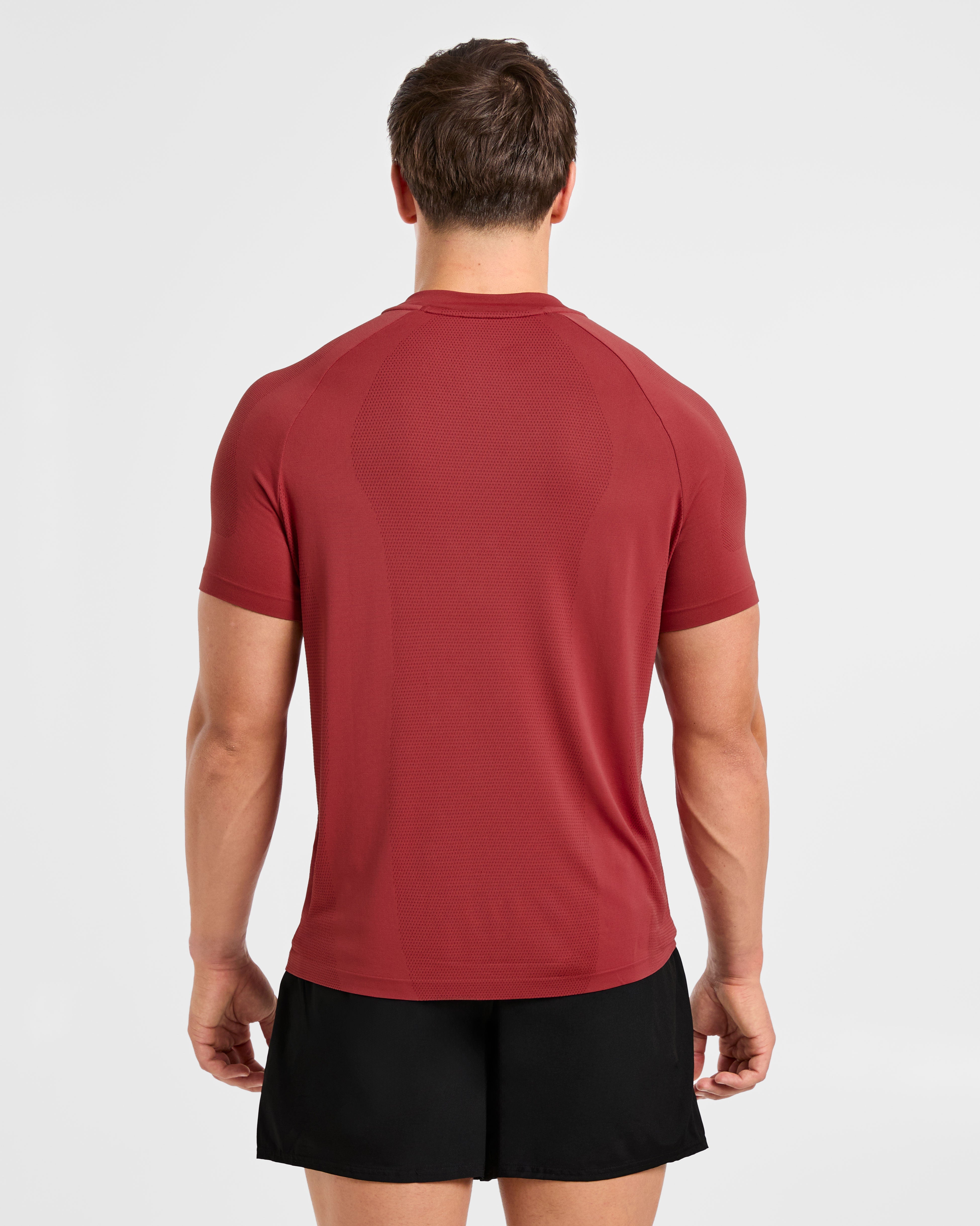 Attain Seamless T Shirt - Maroon Rouge