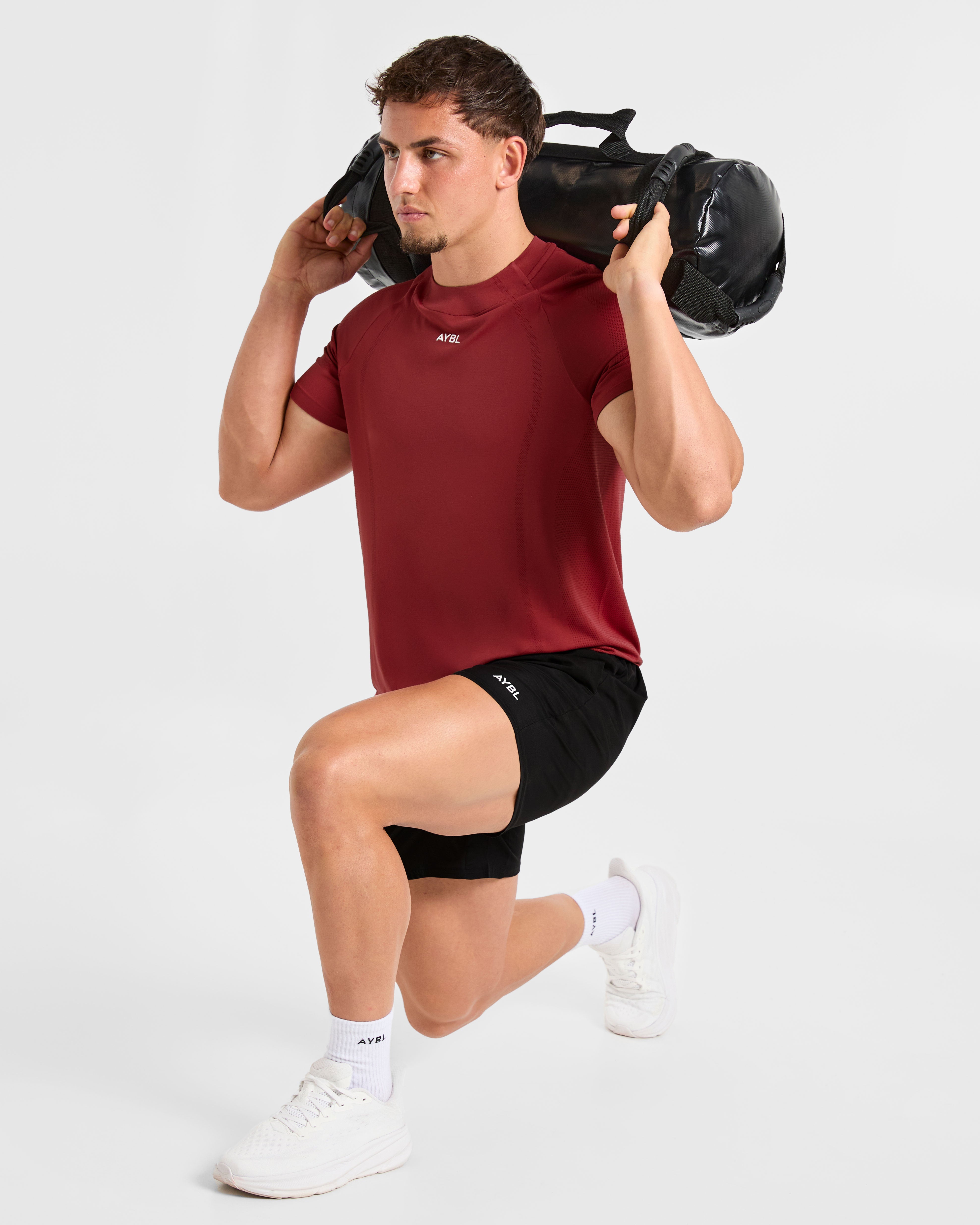 Attain Seamless T Shirt - Maroon Rouge