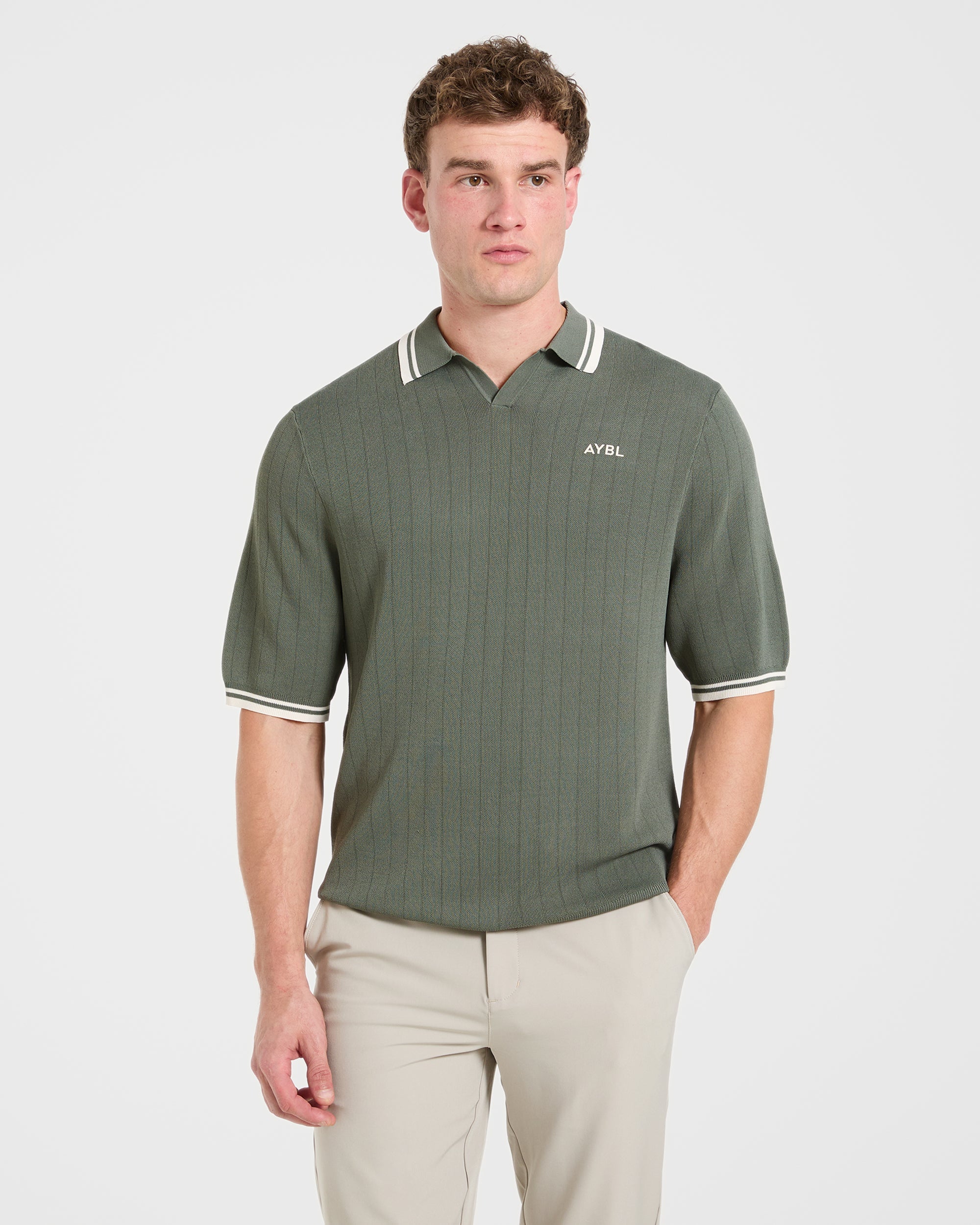 Classic Knitted Polo - Hillside Vert