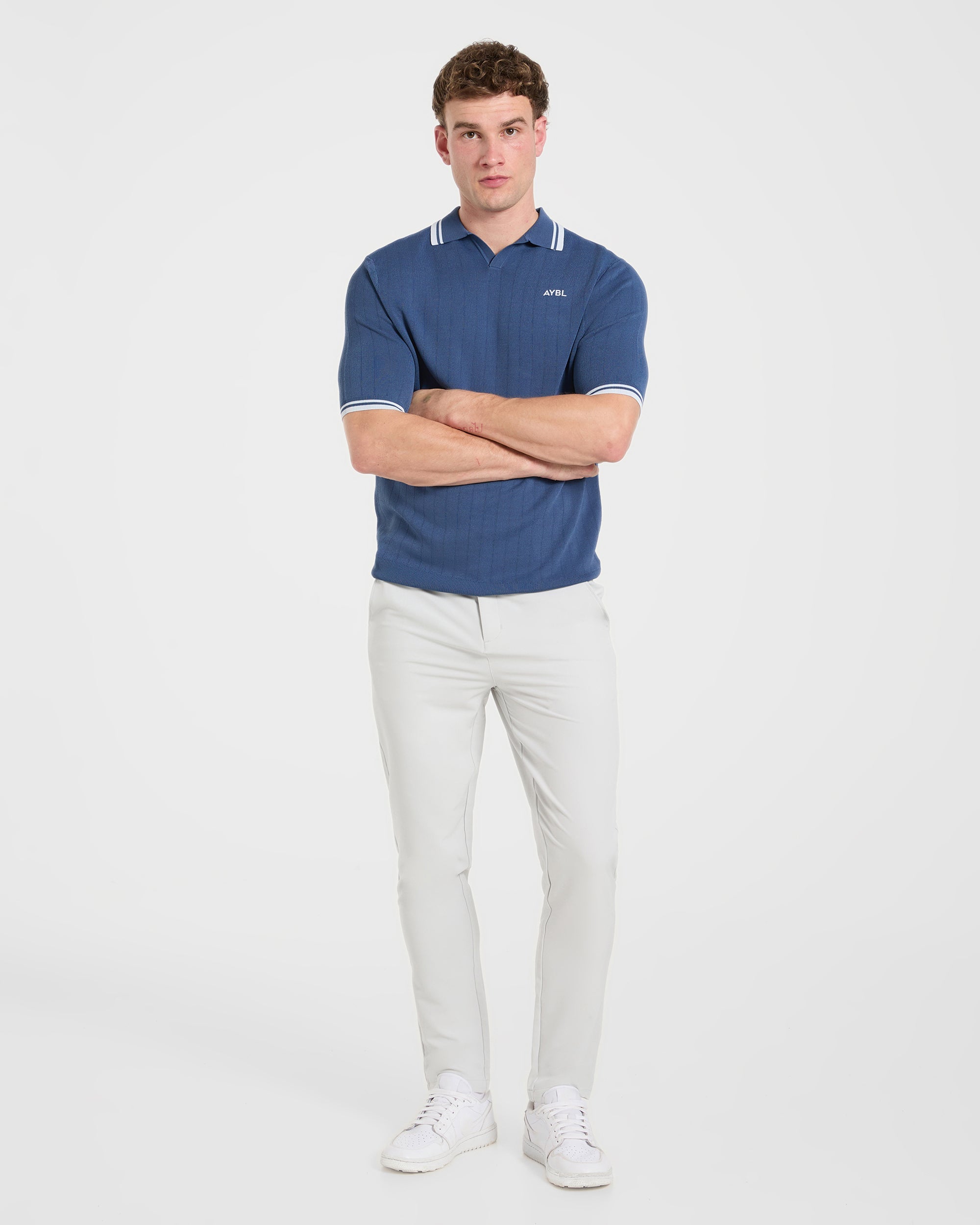 Classic Knitted Polo - Muted Blue