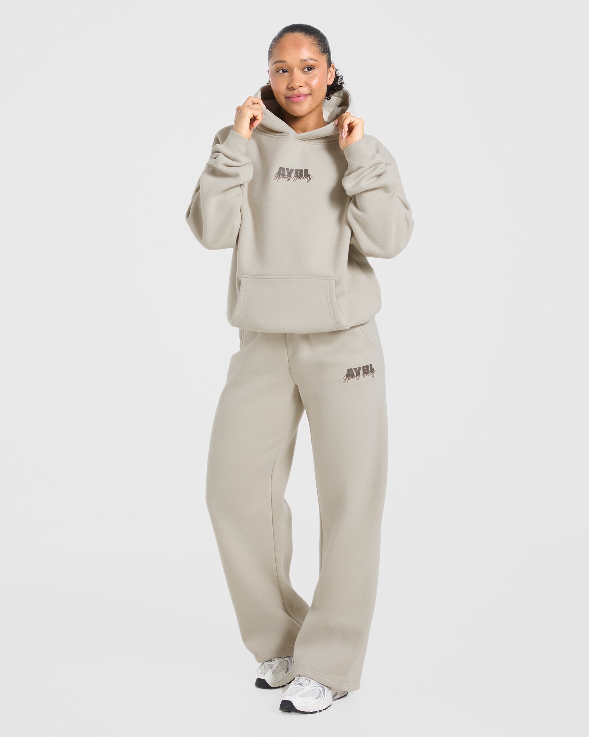 Sports Society Oversized Straight Leg Joggers - Sand